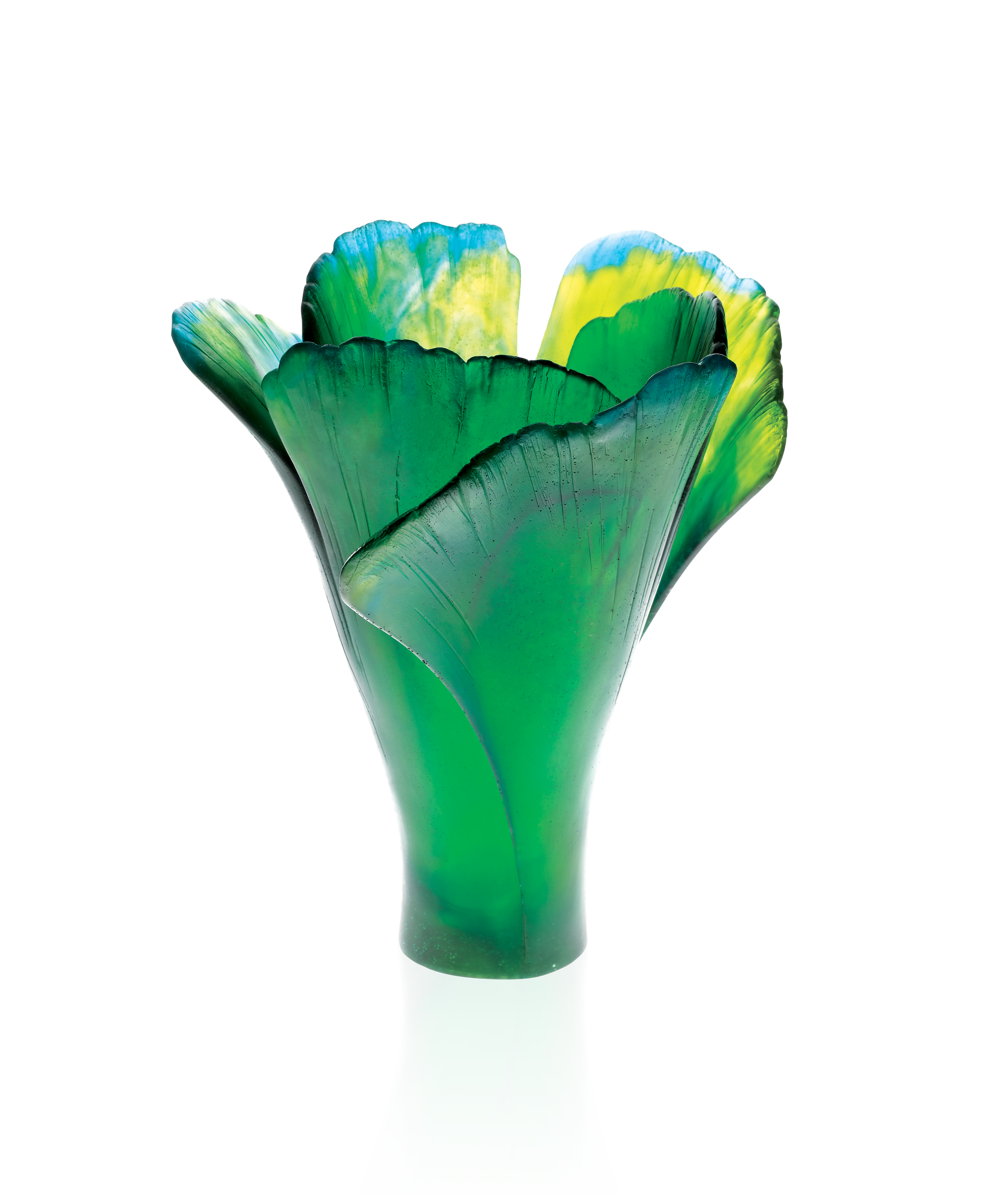 daum-univers-v-g-tal-ginkgo-vase-vert-grand-mod-le-p-te-de-verre image 1