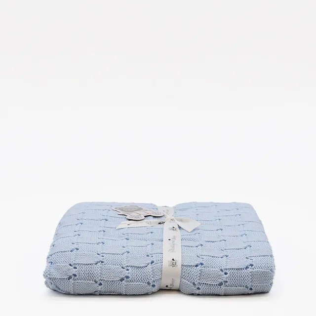 luisa-paix-o-linge-couverture-b-b-maille-bleu-85x85cm image 1