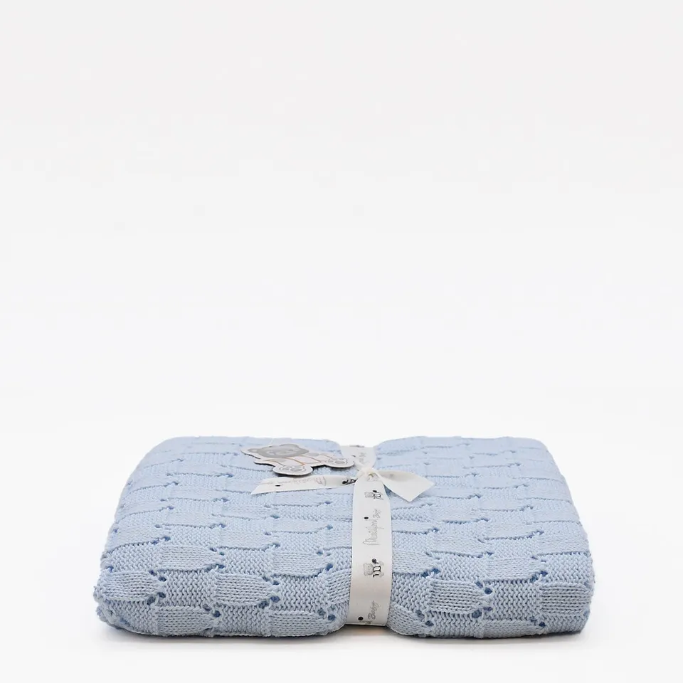 luisa-paix-o-linge-couverture-b-b-maille-bleu-85x85cm image 1