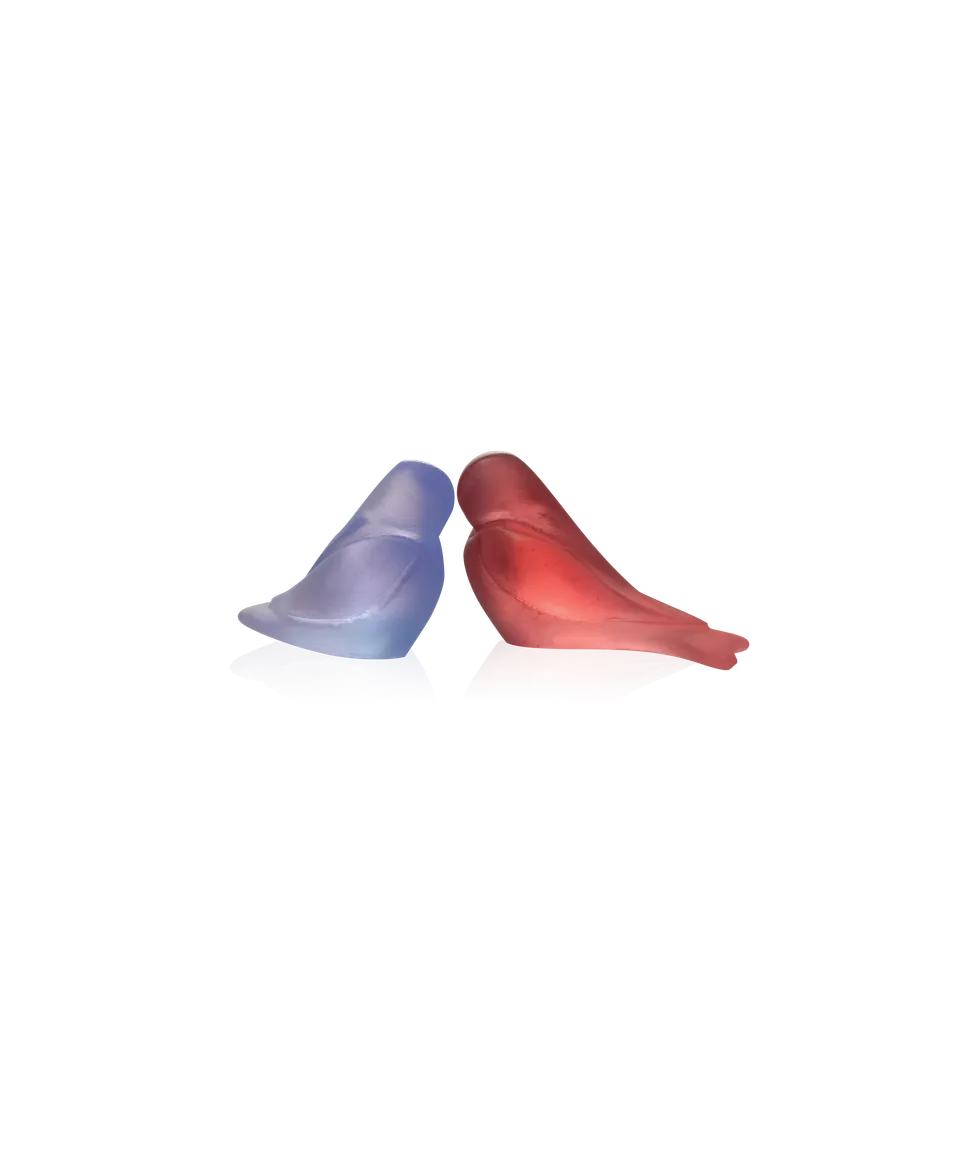 daum-art-cristal-les-fianc-s-sculpture-p-te-de-verre-bleu-rouge image 1