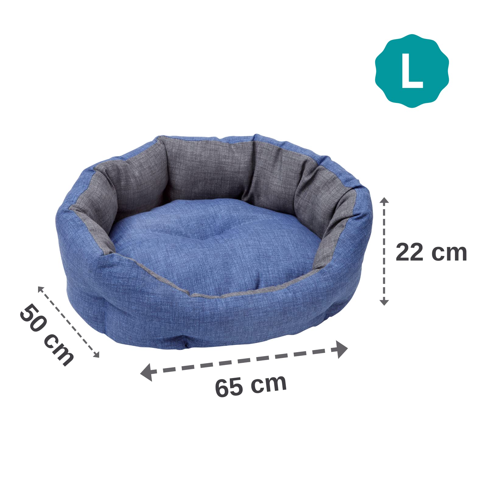 baroni-home-pet-panier-chien-chat-ovale-gris-bleu-l-50x65-cm-coton image 5