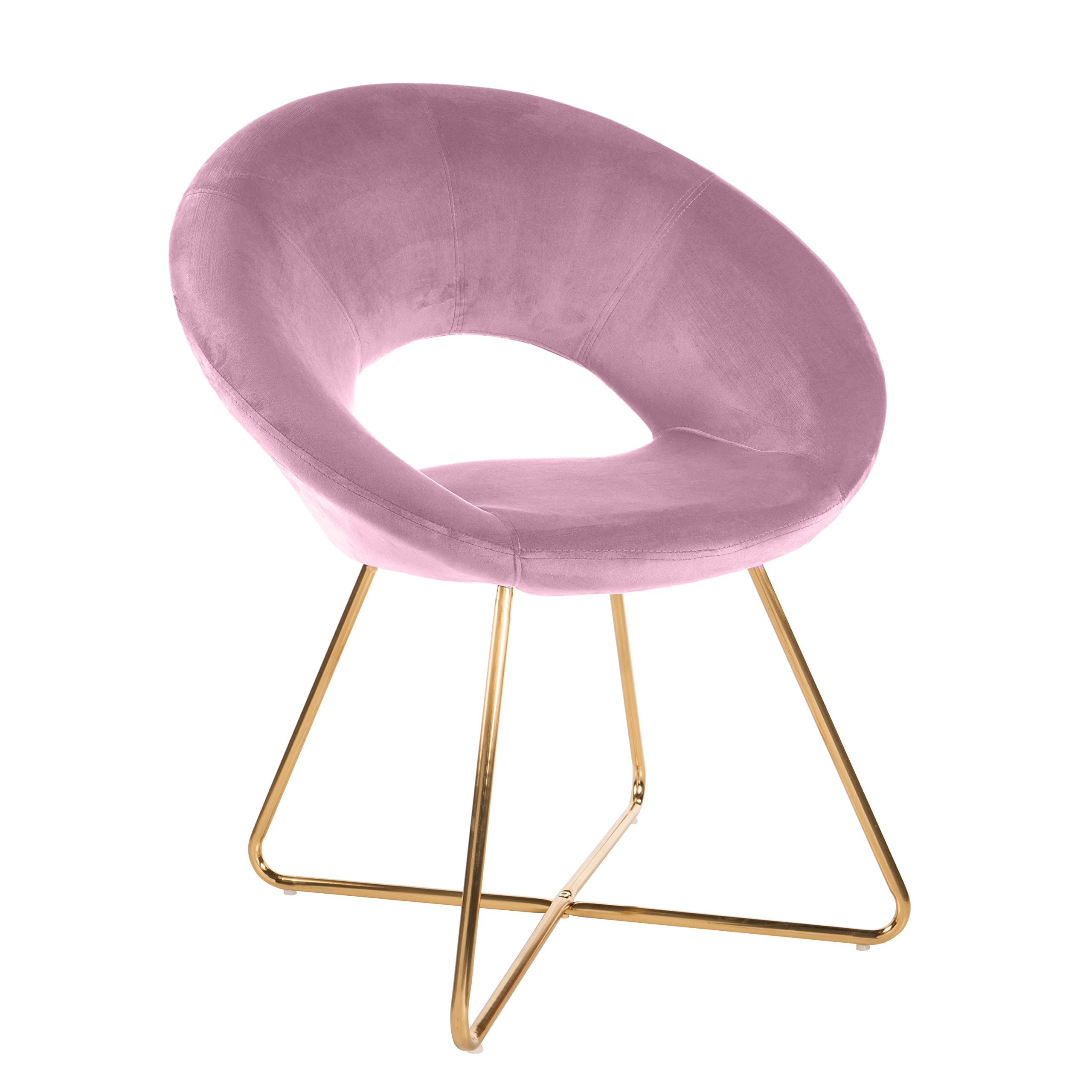 baroni-home-fauteuil-velours-rose-antique-pieds-or-74x59x84 image 1
