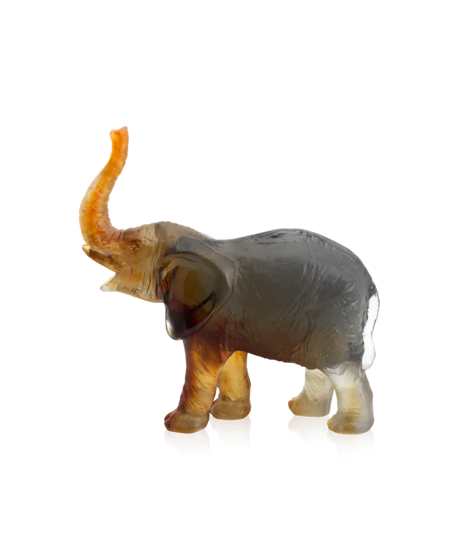 daum-univers-animalier-el-phant-sculpture-vert-ambre-petit-mod-le image 1