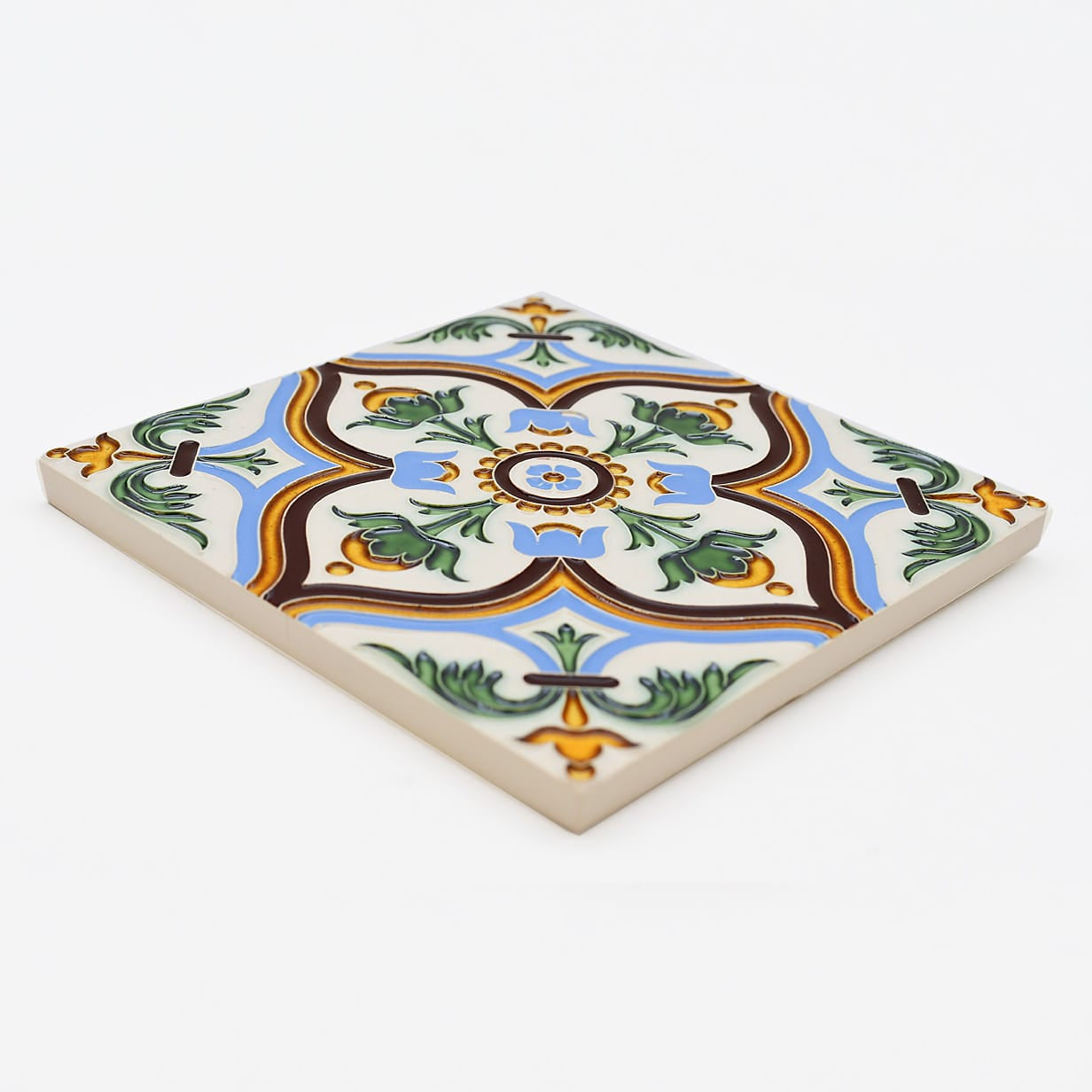 luisa-paix-o-azulejos-hispano-maure-14x14cm-carreau-relief-fait-main-3 image 4