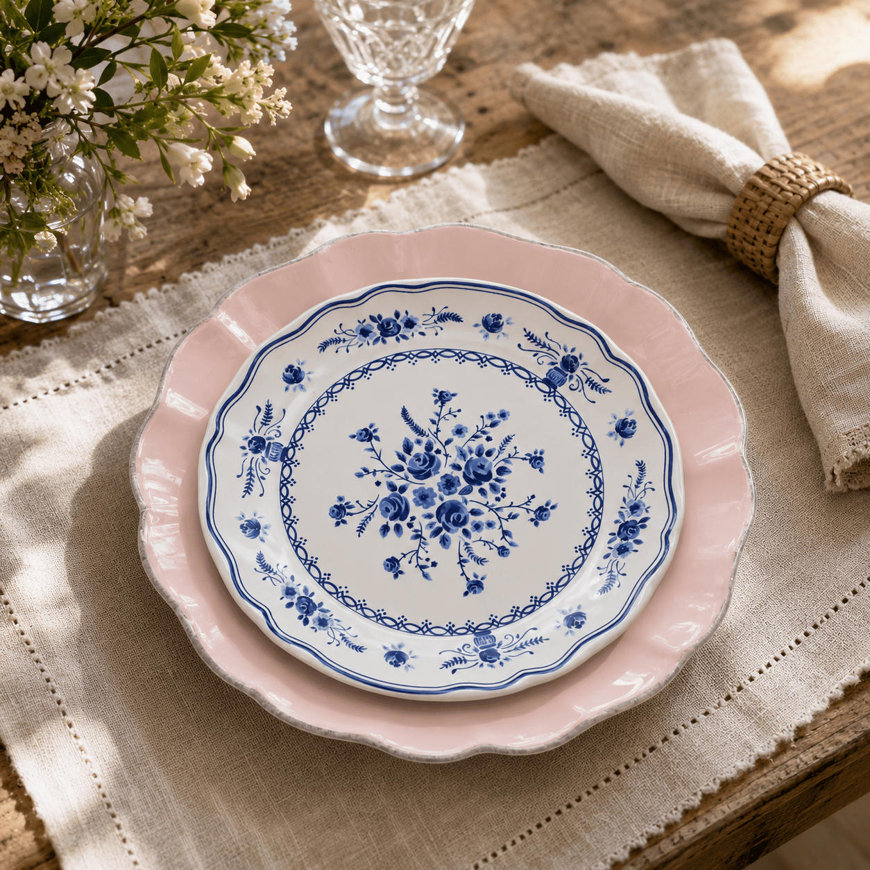 luisa-paix-o-rosa-vila-duo-assiettes-rose-blanc-21-cm image 2