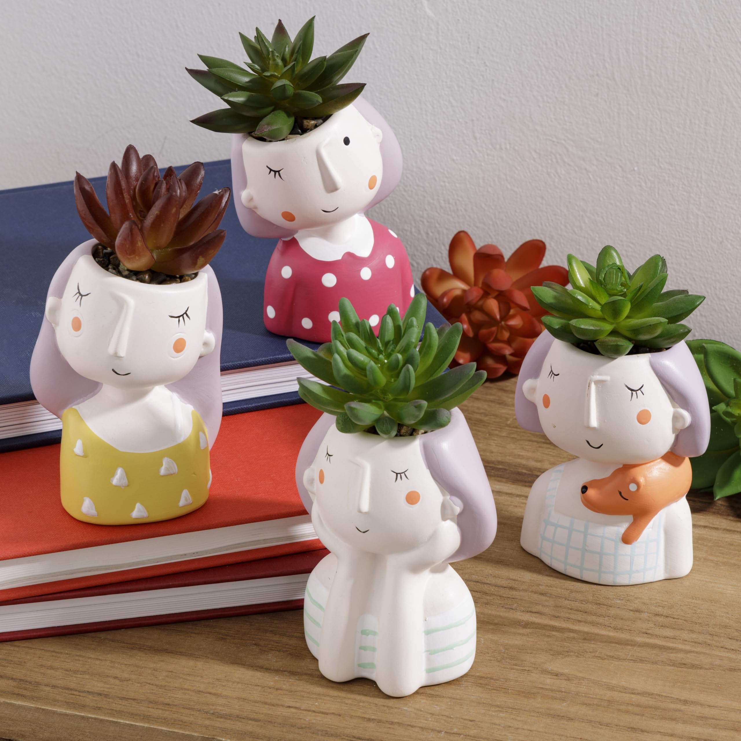 baroni-home-decorazioni-lot-4-vases-t-te-14-cm-plantes image 2