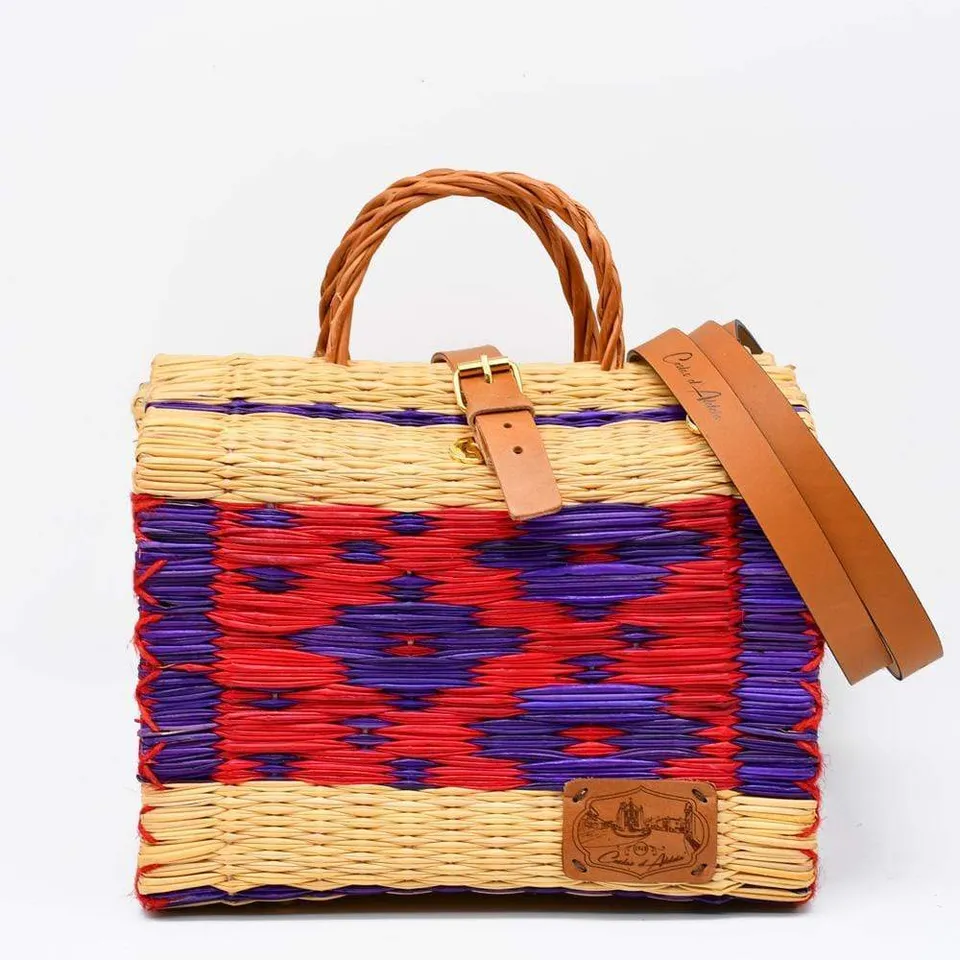 luisa-paix-o-sac-cabas-en-jonc-rouge-multicolore-26-cm image 1