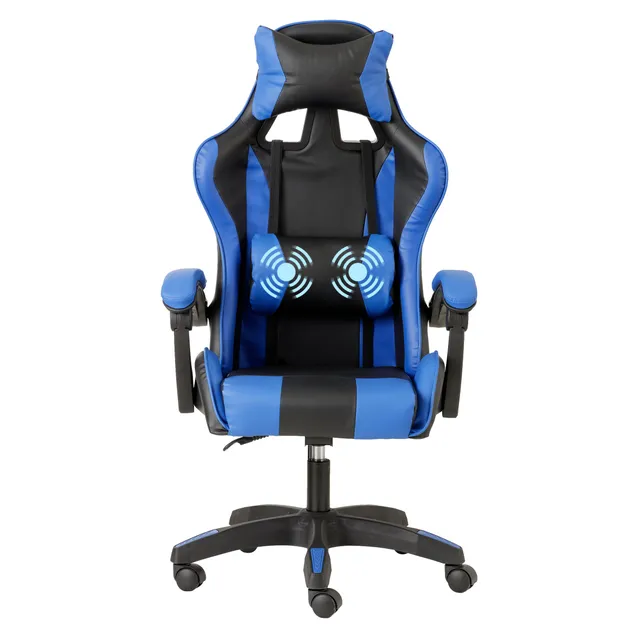 baroni-home-sedie-chaise-gaming-bleue-massage-lombaire-inclinable image 1