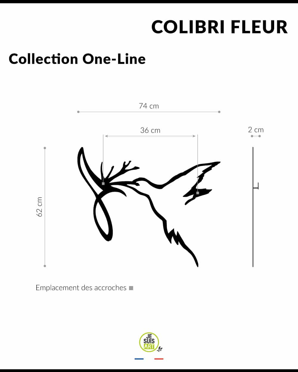je-suis-art-animaux-colibri-fleur-one-line-tableau-m-tal-minimaliste image 3