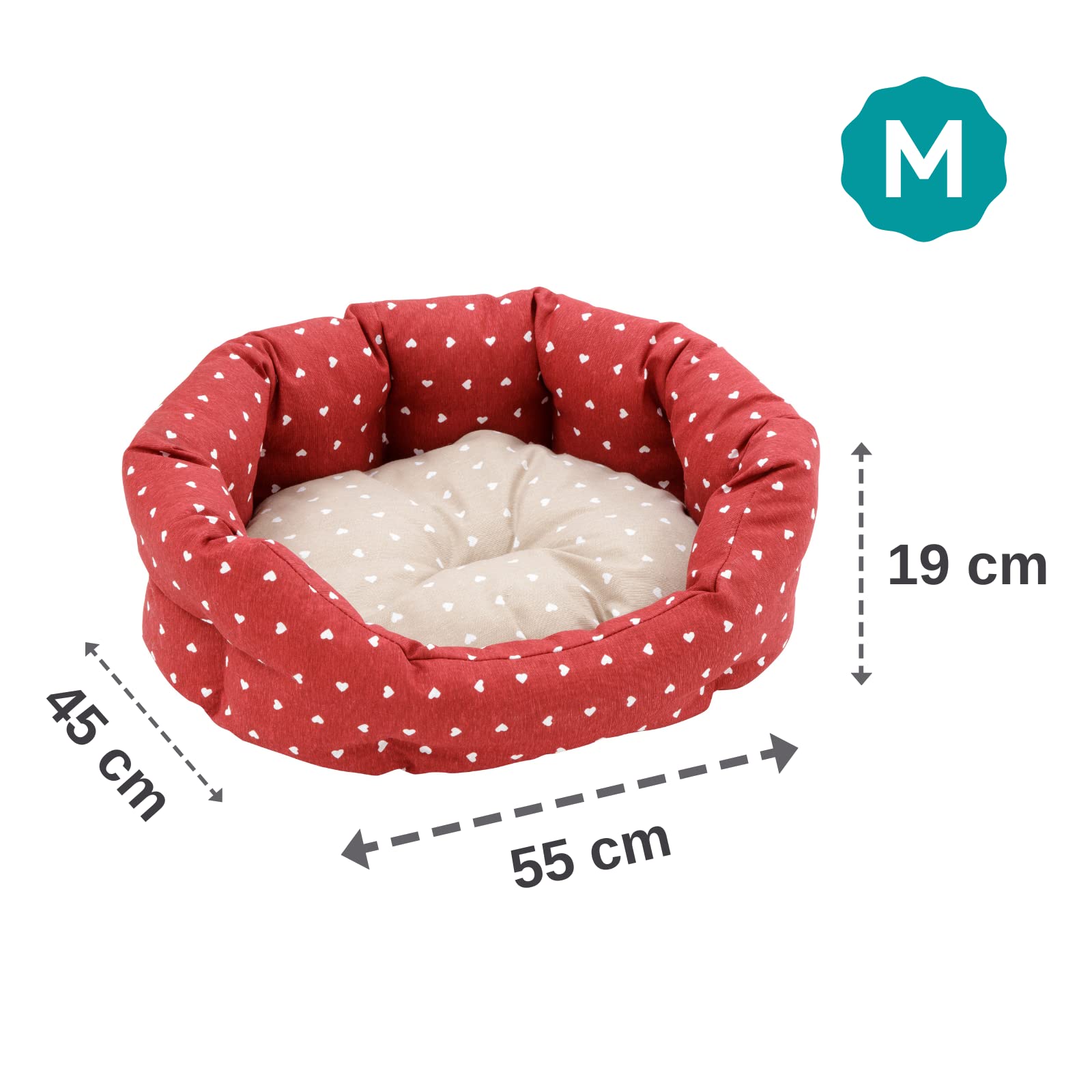 baroni-home-pet-niche-chien-45x55-m-rouge-c-urs-blancs-lavable image 5