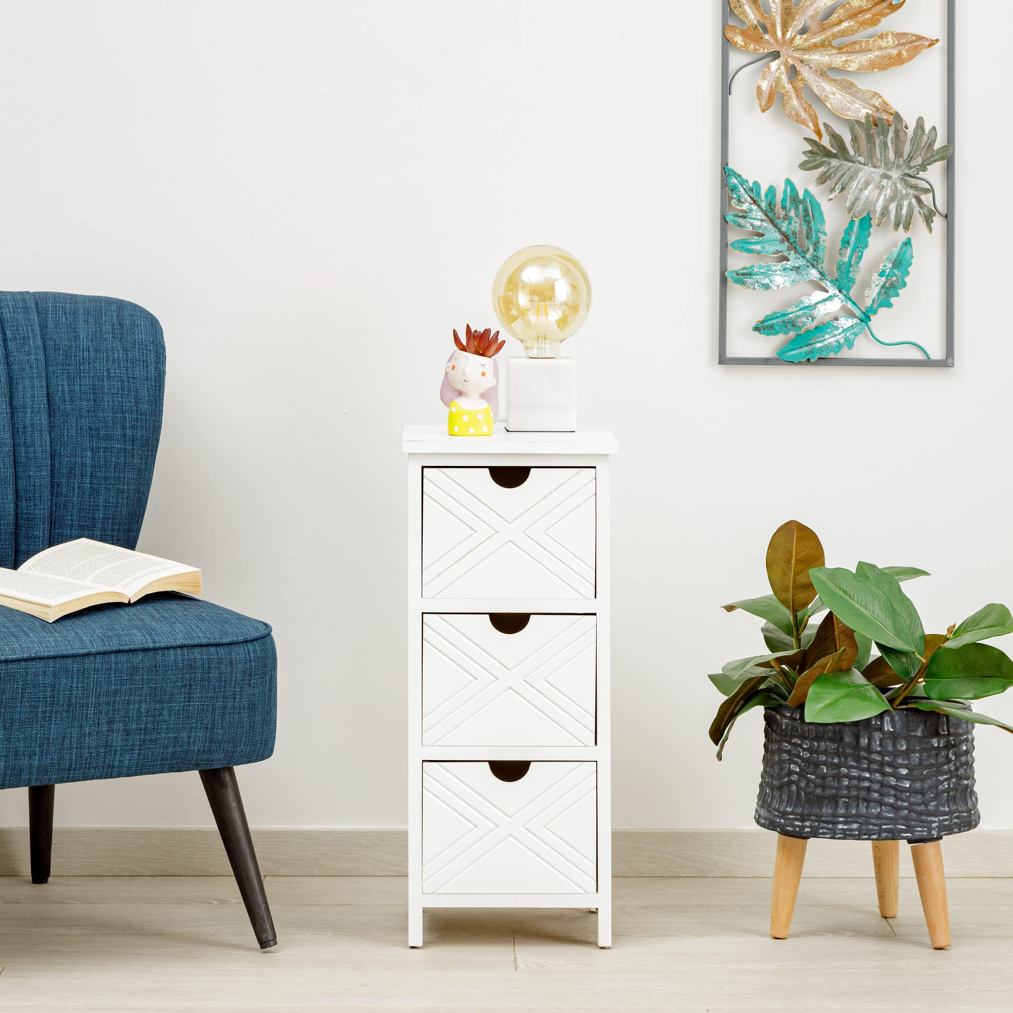 baroni-home-mobili-table-de-chevet-bois-3-tiroirs-25x25x60-cm image 4