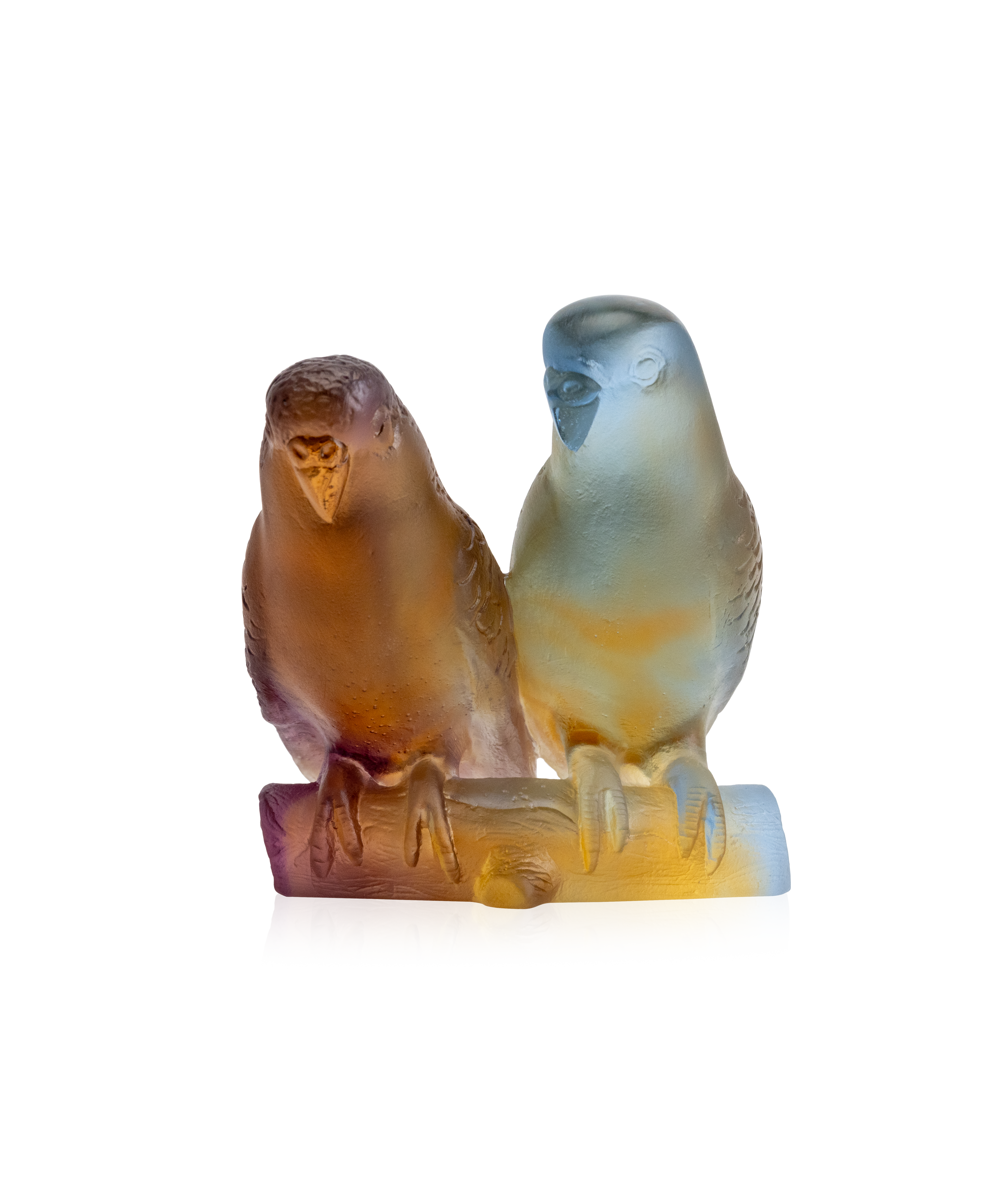 daum-couple-de-perruches-sculpture-ambre image 1