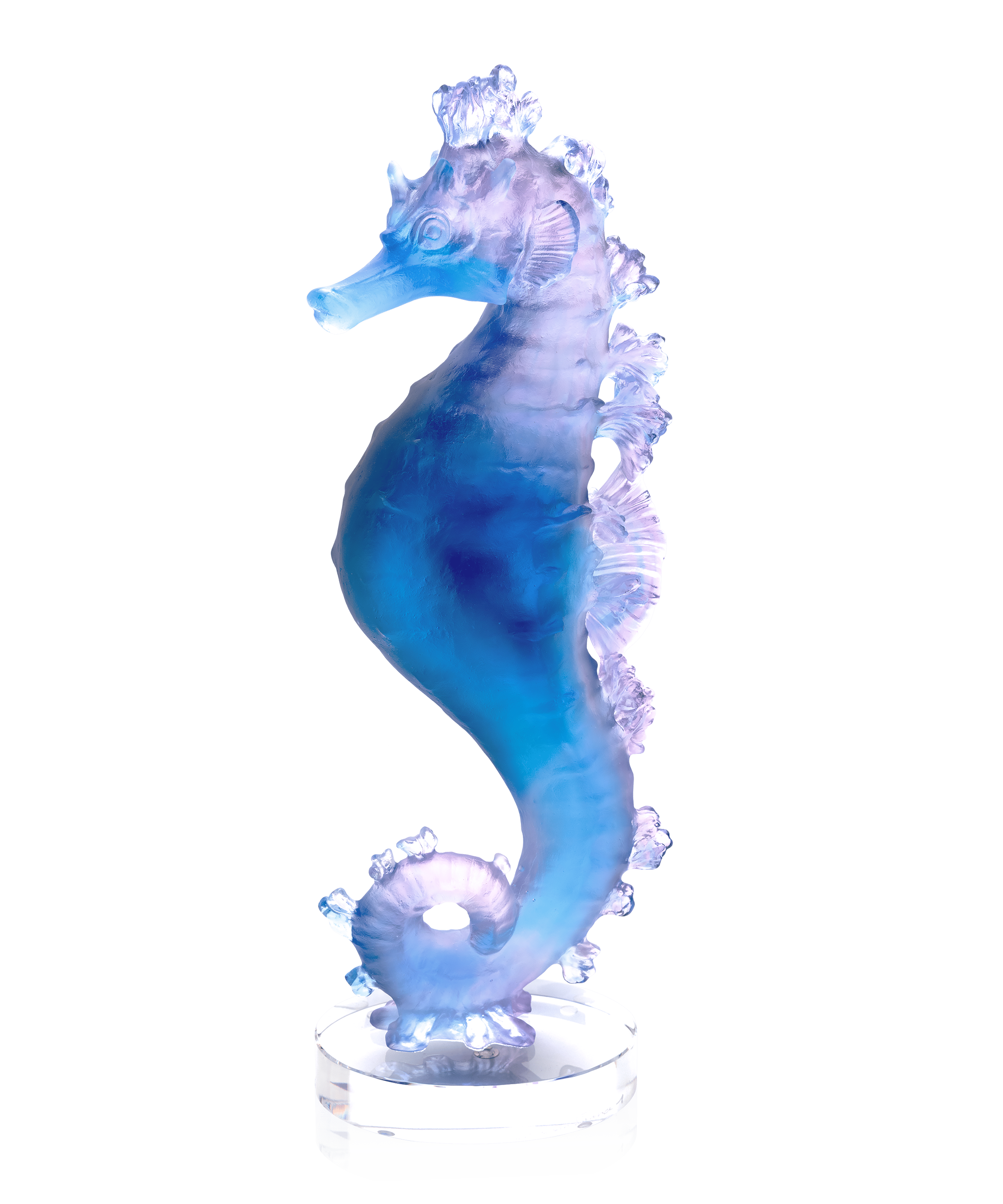 daum-univers-animalier-mer-de-corail-hippocampe-sculpture-bleu-rose image 1