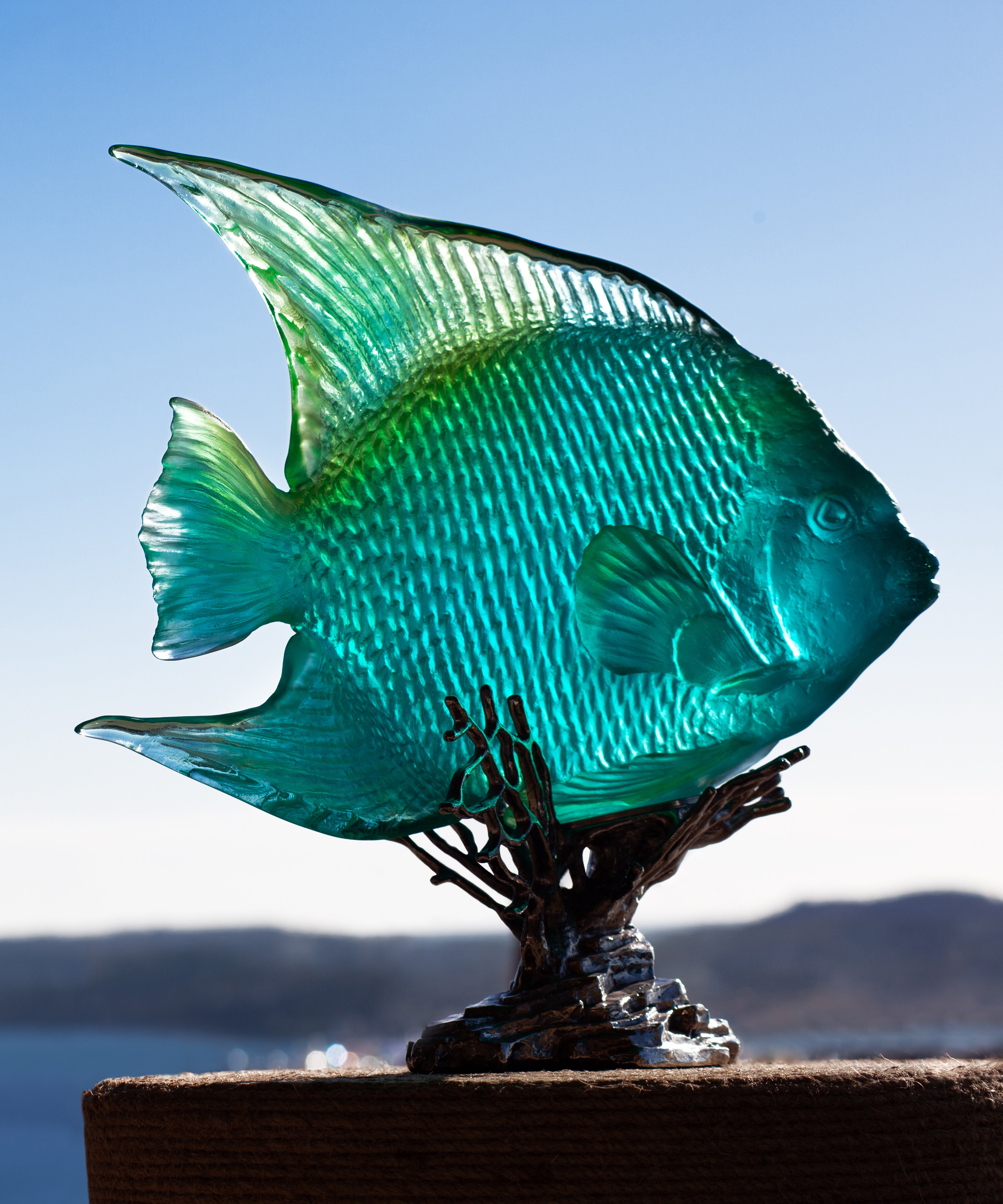 daum-mer-de-corail-ange-royal-turquoise-sculpture image 4