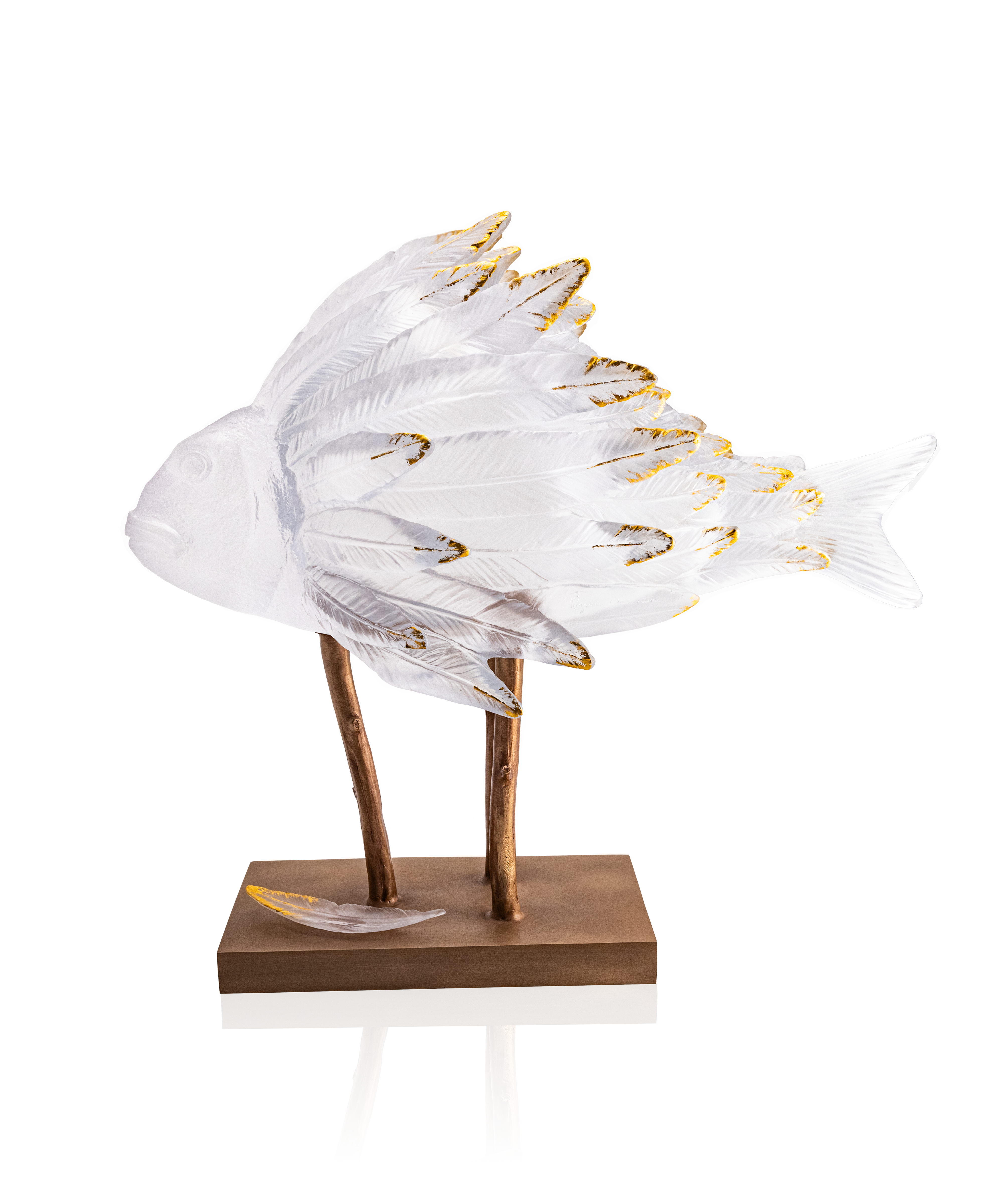 daum-art-cristal-punky-fish-sculpture-blanc-or-25-ex image 1