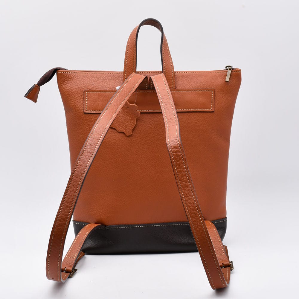 luisa-paix-o-sac-dos-cuir-marron-clair-25x33cm-coton image 2