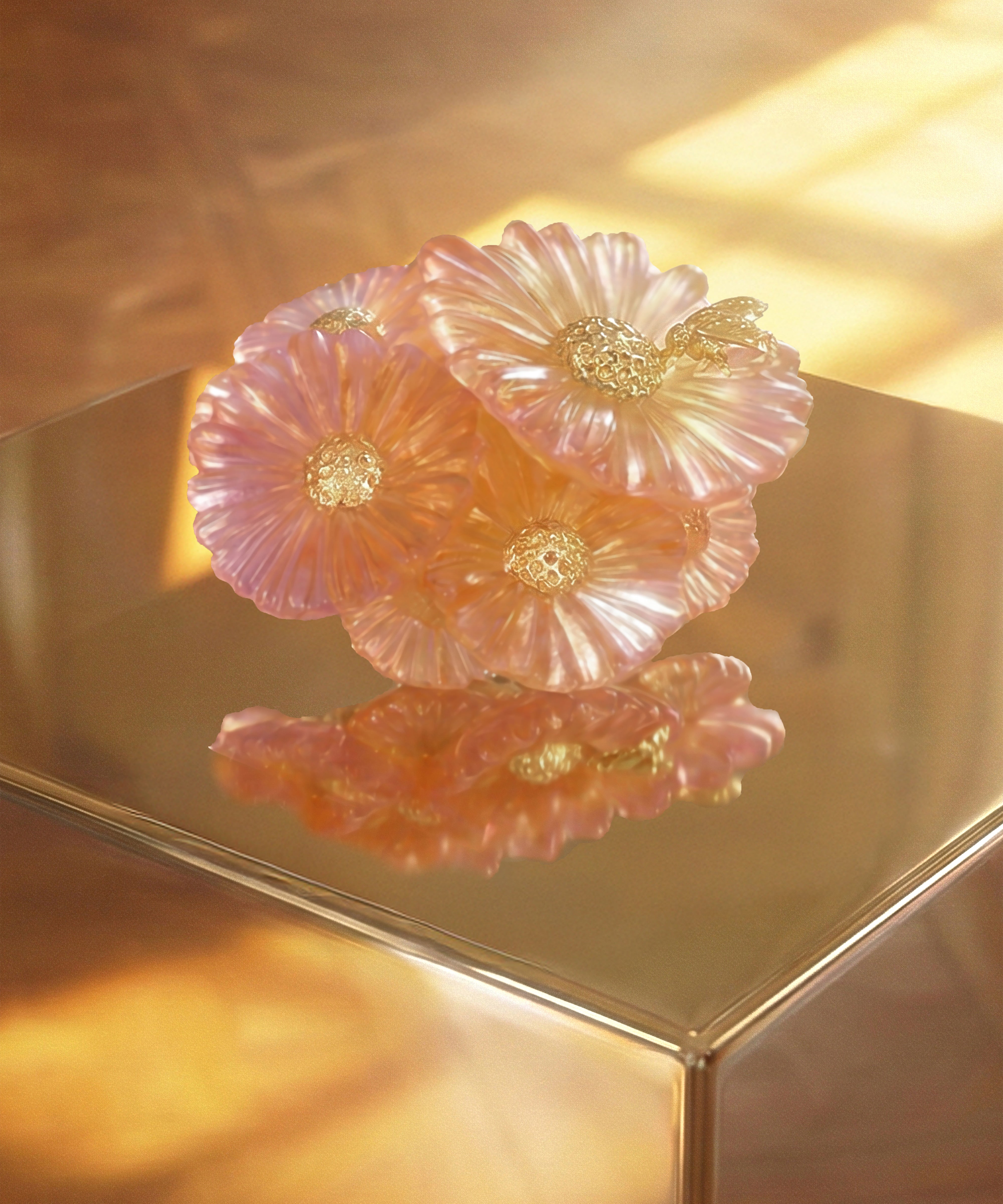 daum-or-d-abeille-petit-bouquet-d-coratif-cristal-feuille-d-or image 2