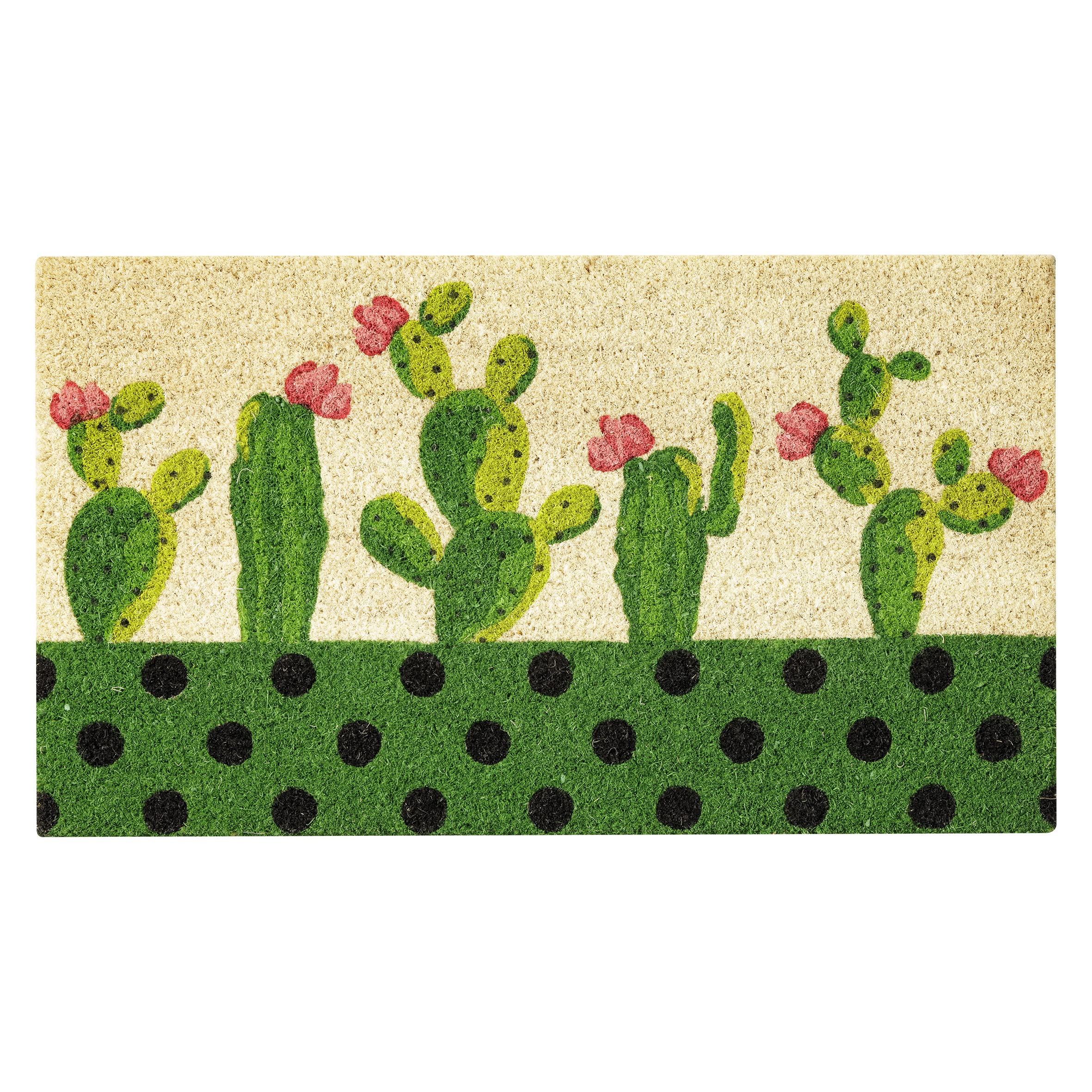 baroni-home-tapis-paillasson-coco-cactus-vert-pois-70x40 image 1