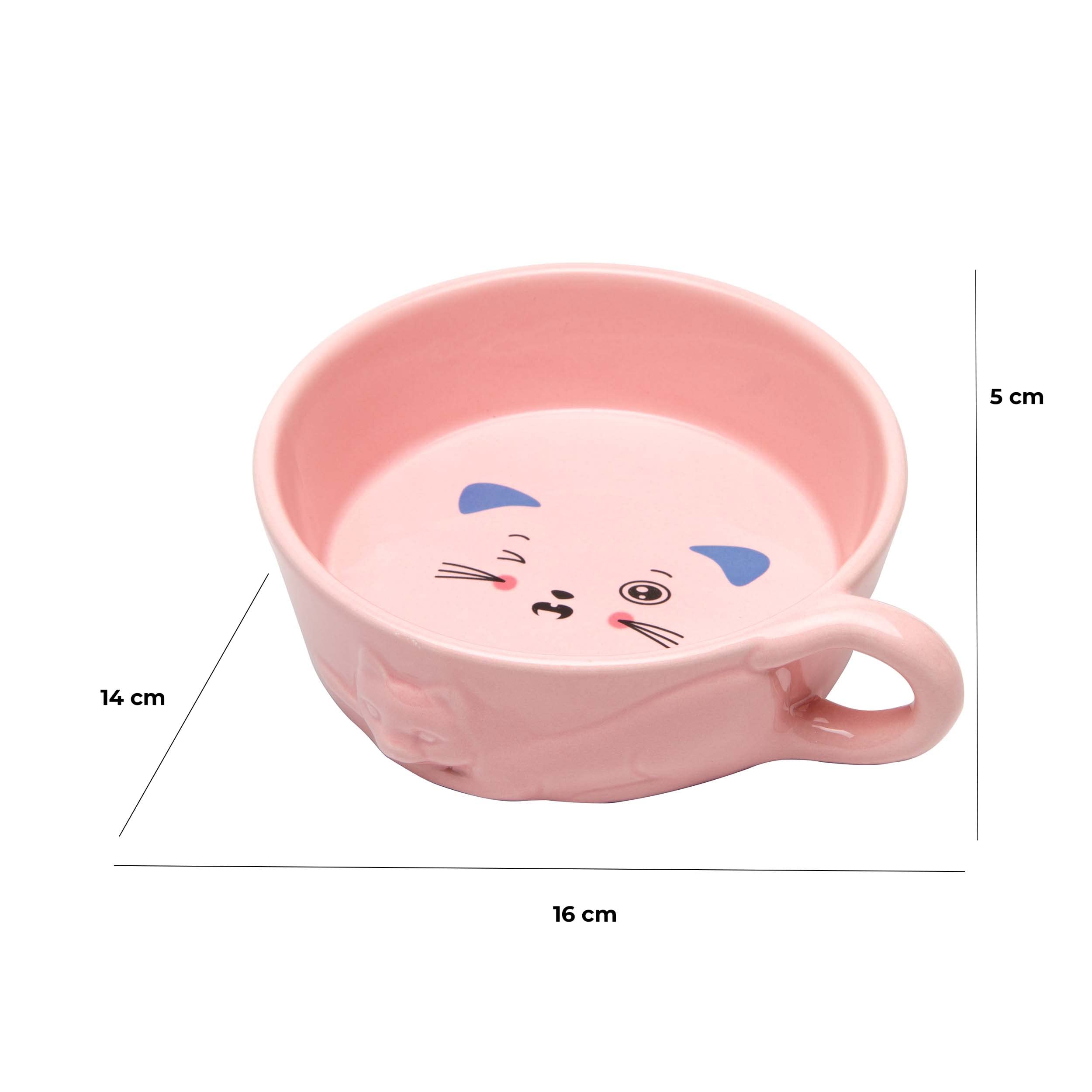 baroni-home-pet-bol-c-ramique-chat-rose-16x14x5-cm-acier image 2