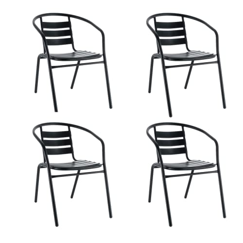 baroni-home-outdoor-lot-4-chaises-jardin-m-tal-noir-empilable image 8