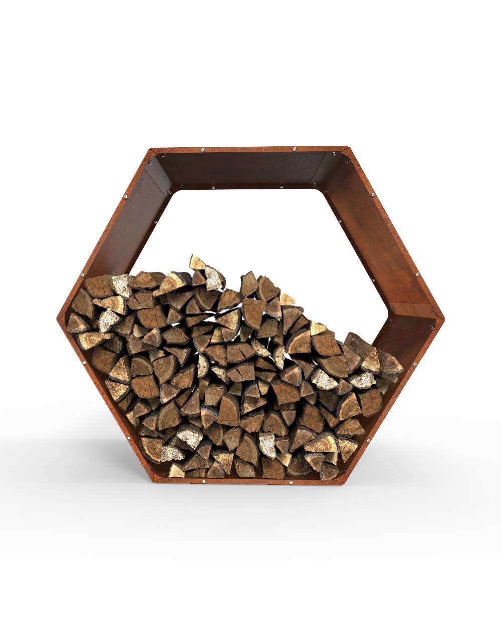 je-suis-art-range-bois-hexagonale-porte-b-ches-acier-corten image 2