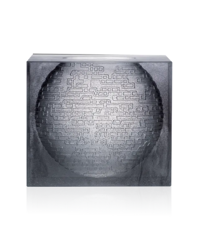 daum-art-cristal-vase-kumara-gris-jean-marie-massaud-vase-cristal-gris image 1