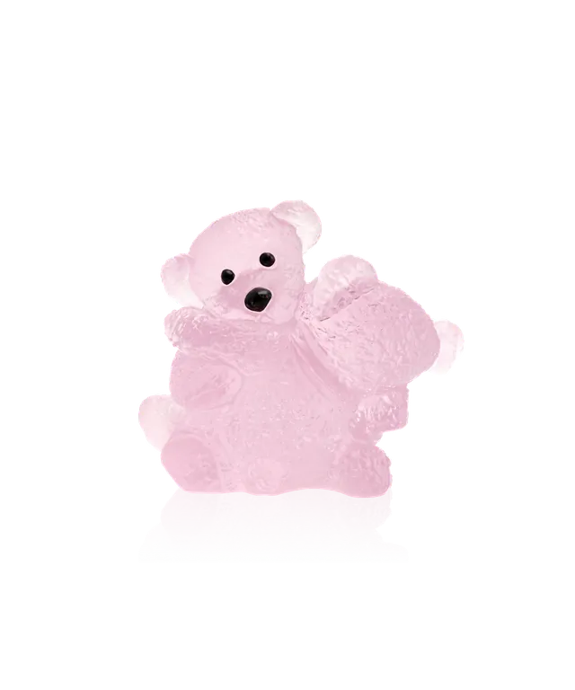 daum-doudours-twins-sculpture-ours-cristal-rose-375ex image 1