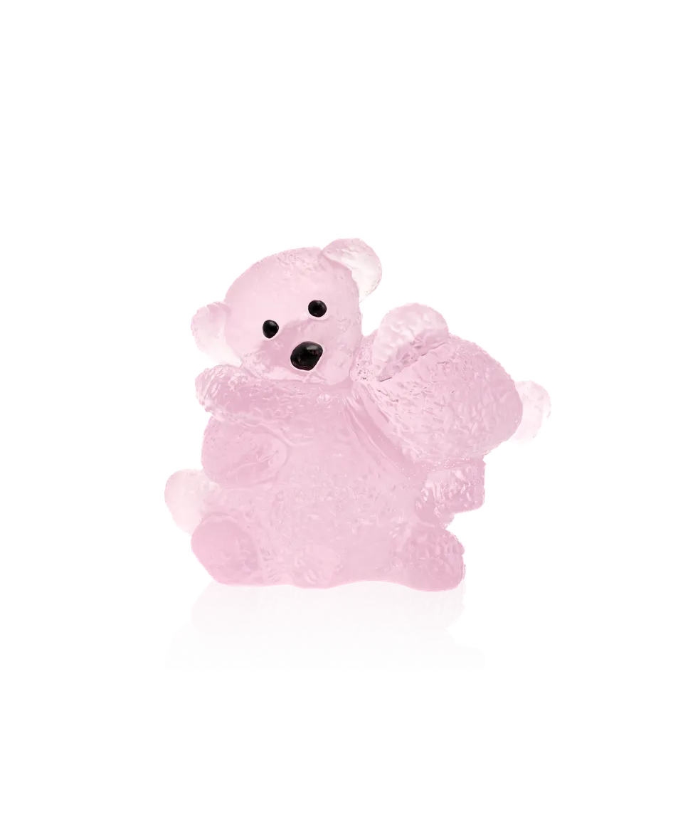 daum-doudours-twins-sculpture-ours-cristal-rose-375ex image 1