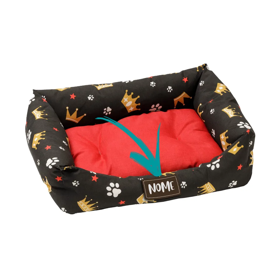 baroni-home-pet-panier-chien-chat-45x60-cm-noir-rouge-couronnes image 1