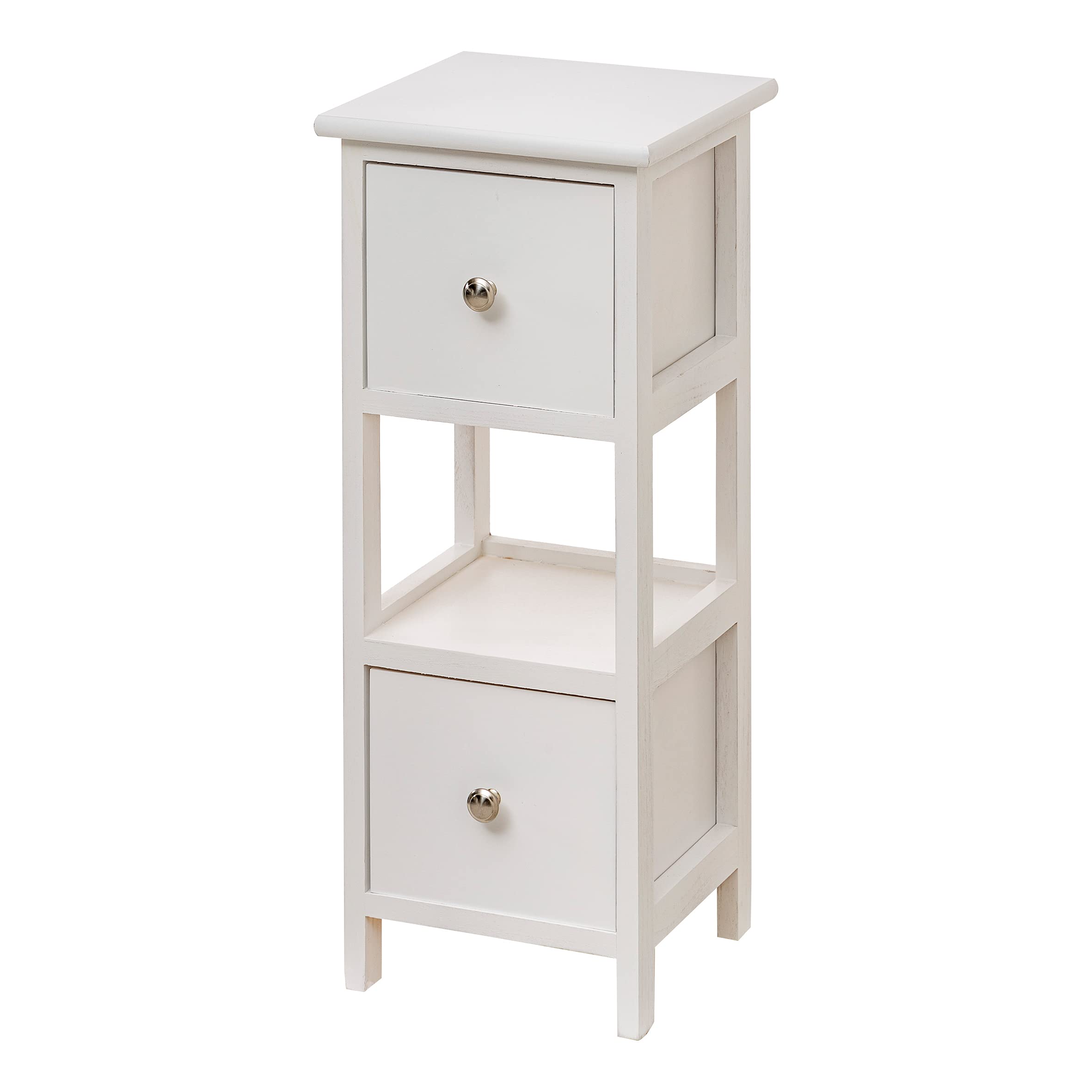 baroni-home-table-de-chevet-blanche-2-tiroirs-25x25x61-cm image 1