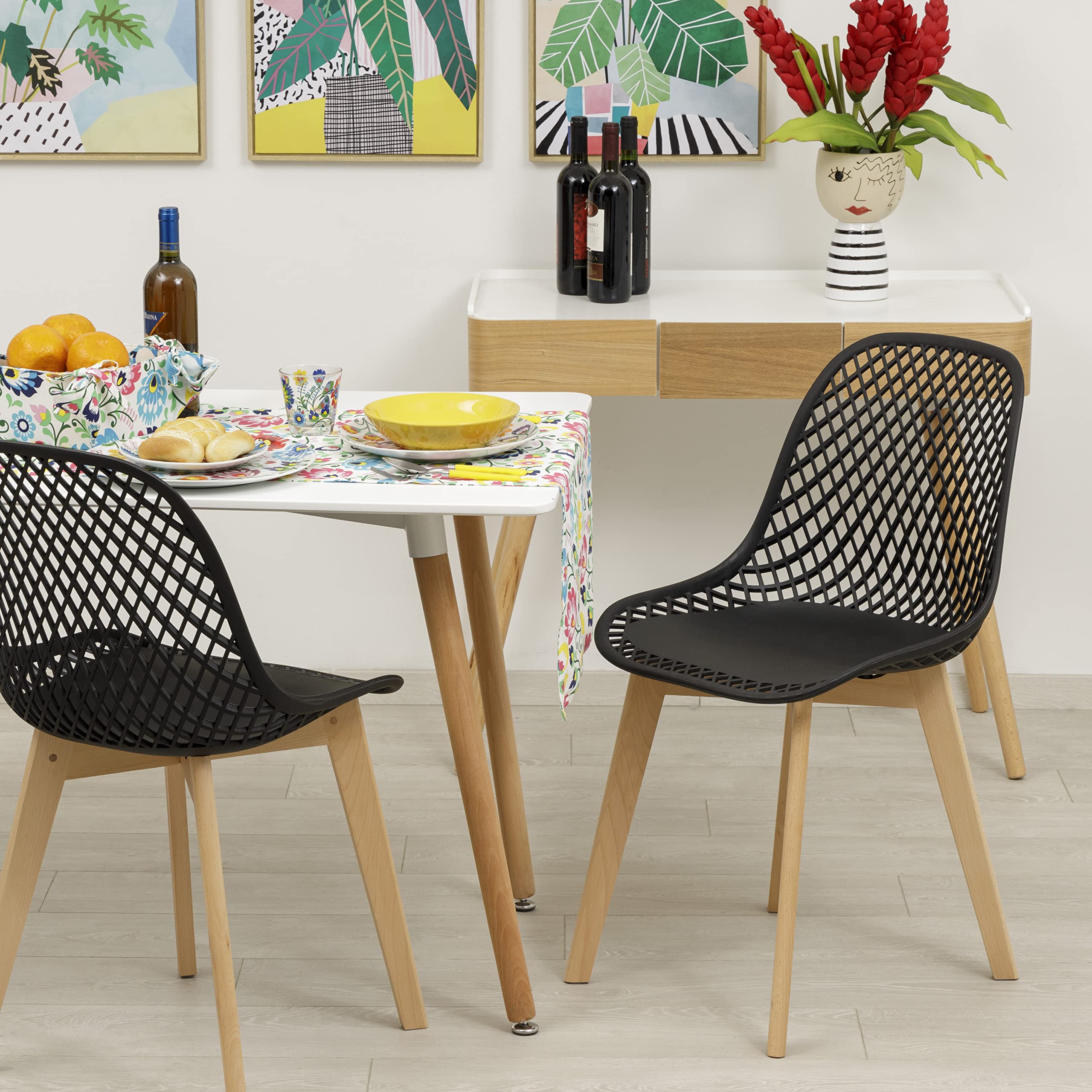 baroni-home-sedie-chaise-moderne-noire-pieds-bois-48x43x84-cm image 2