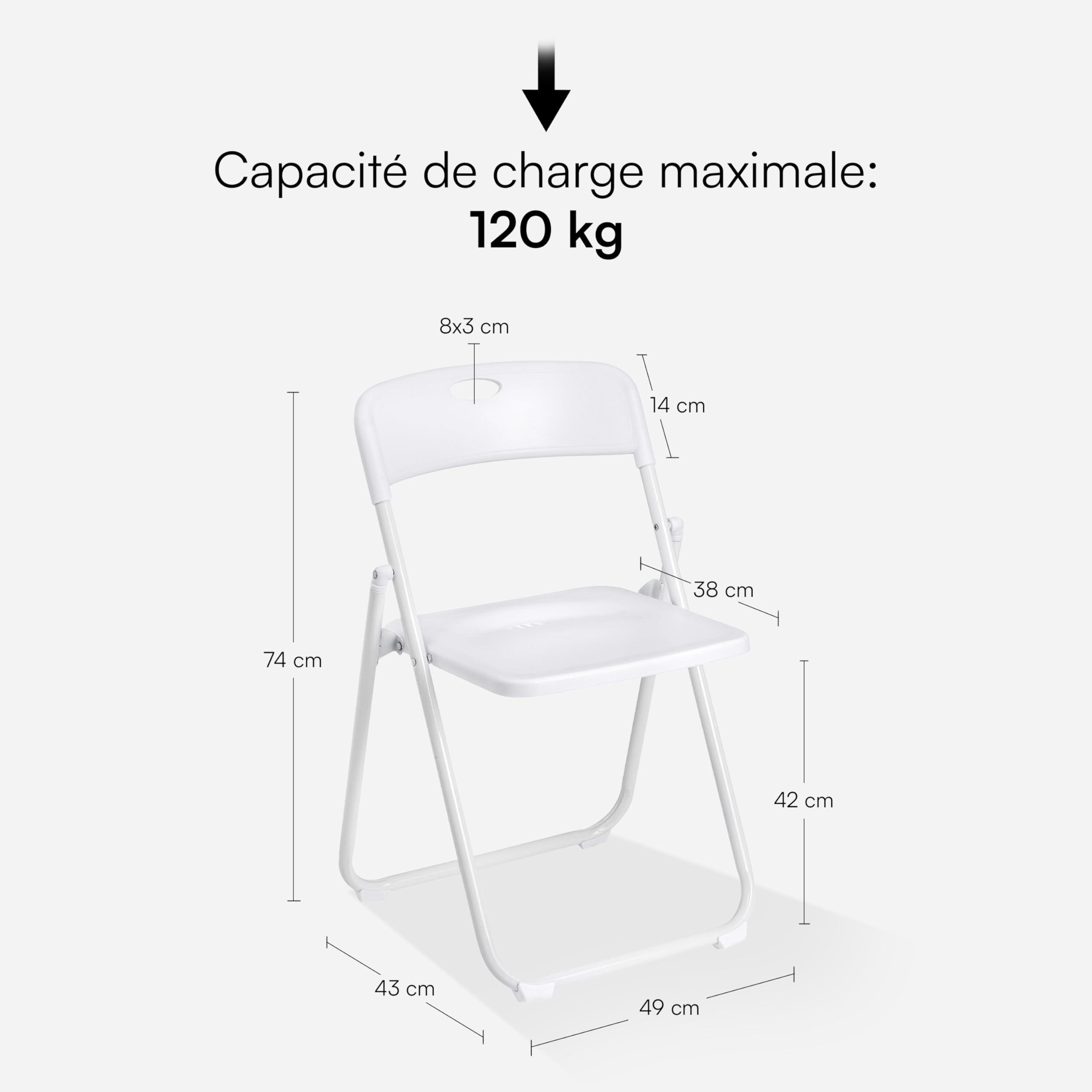 baroni-home-sedie-chaise-pliante-blanche-acier-pvc-1-pi-ce image 3