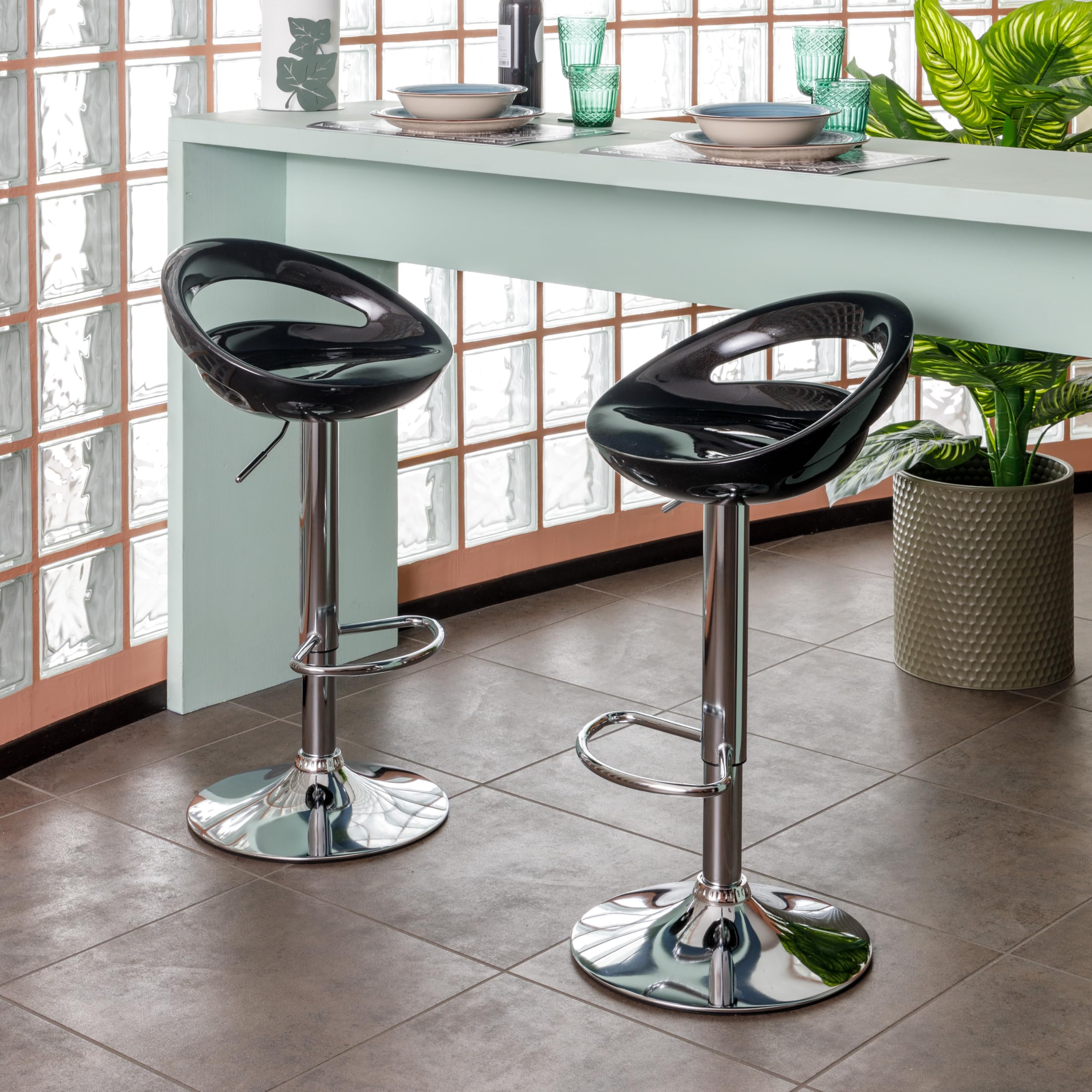 baroni-home-sedie-tabouret-de-bar-pivotant-noir-1-pi-ce-r-glable image 2