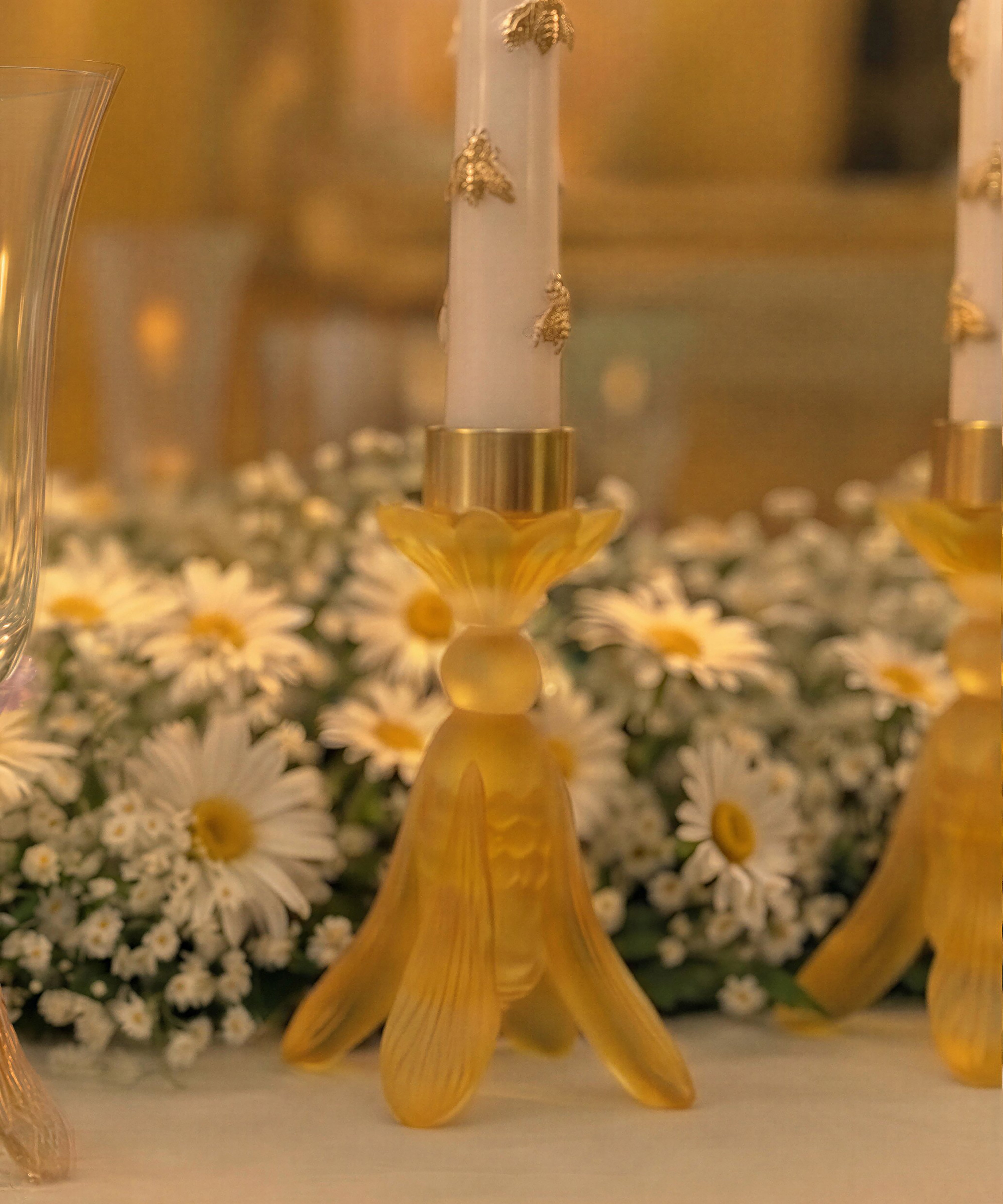 daum-or-d-abeille-porte-chandelle-et-chandelle-cristal image 2