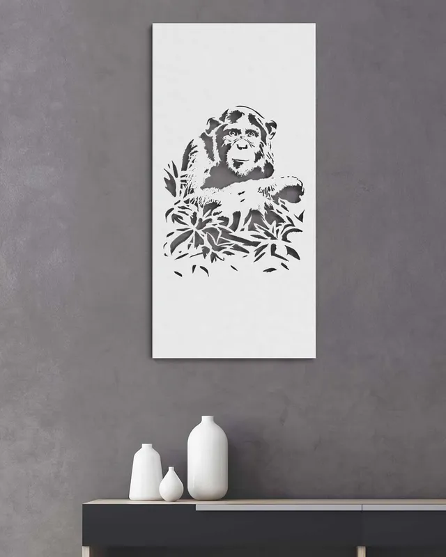 je-suis-art-tableaux-chimpanz-tableau-m-tal-blanc image 1