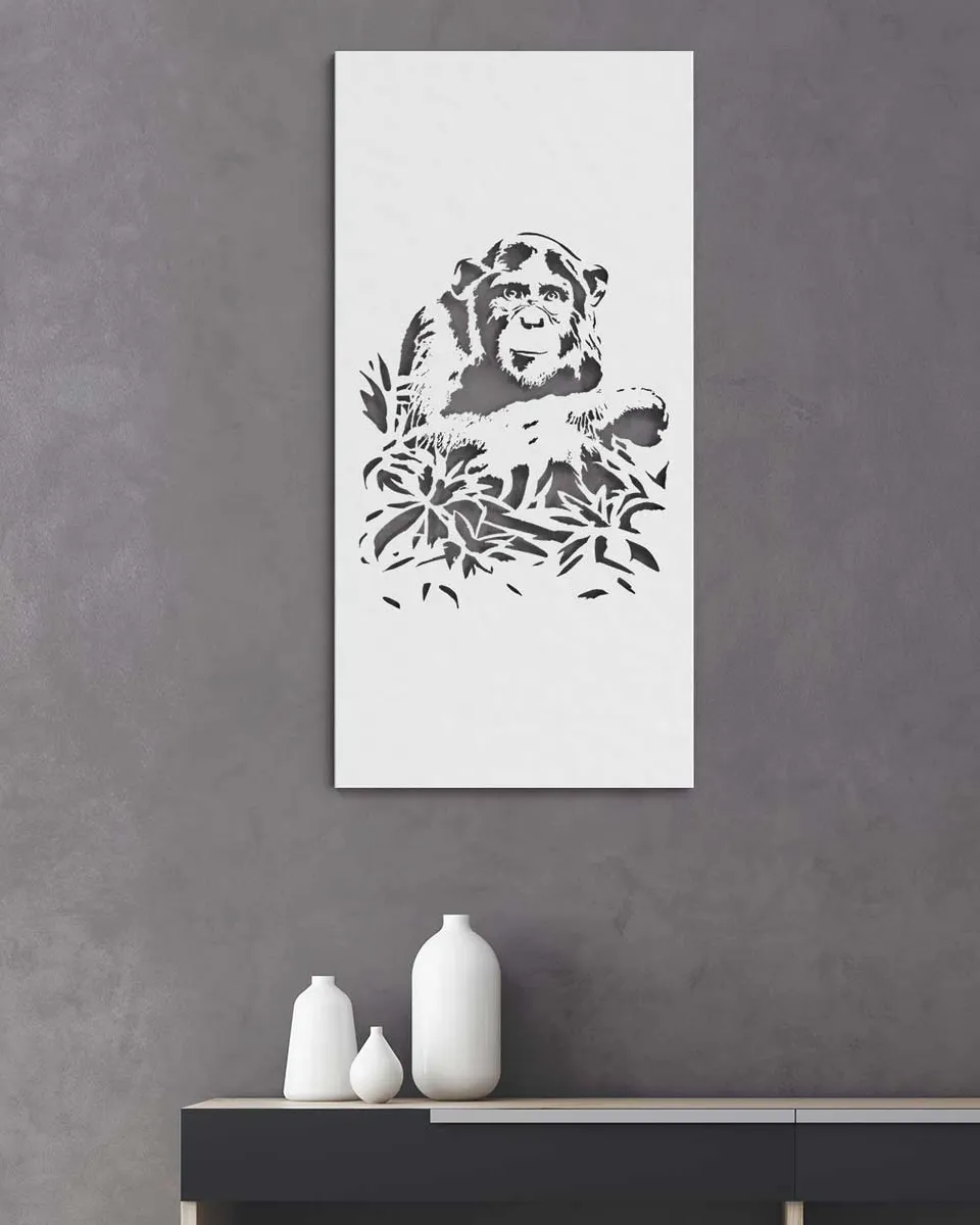 je-suis-art-tableaux-chimpanz-tableau-m-tal-blanc image 1