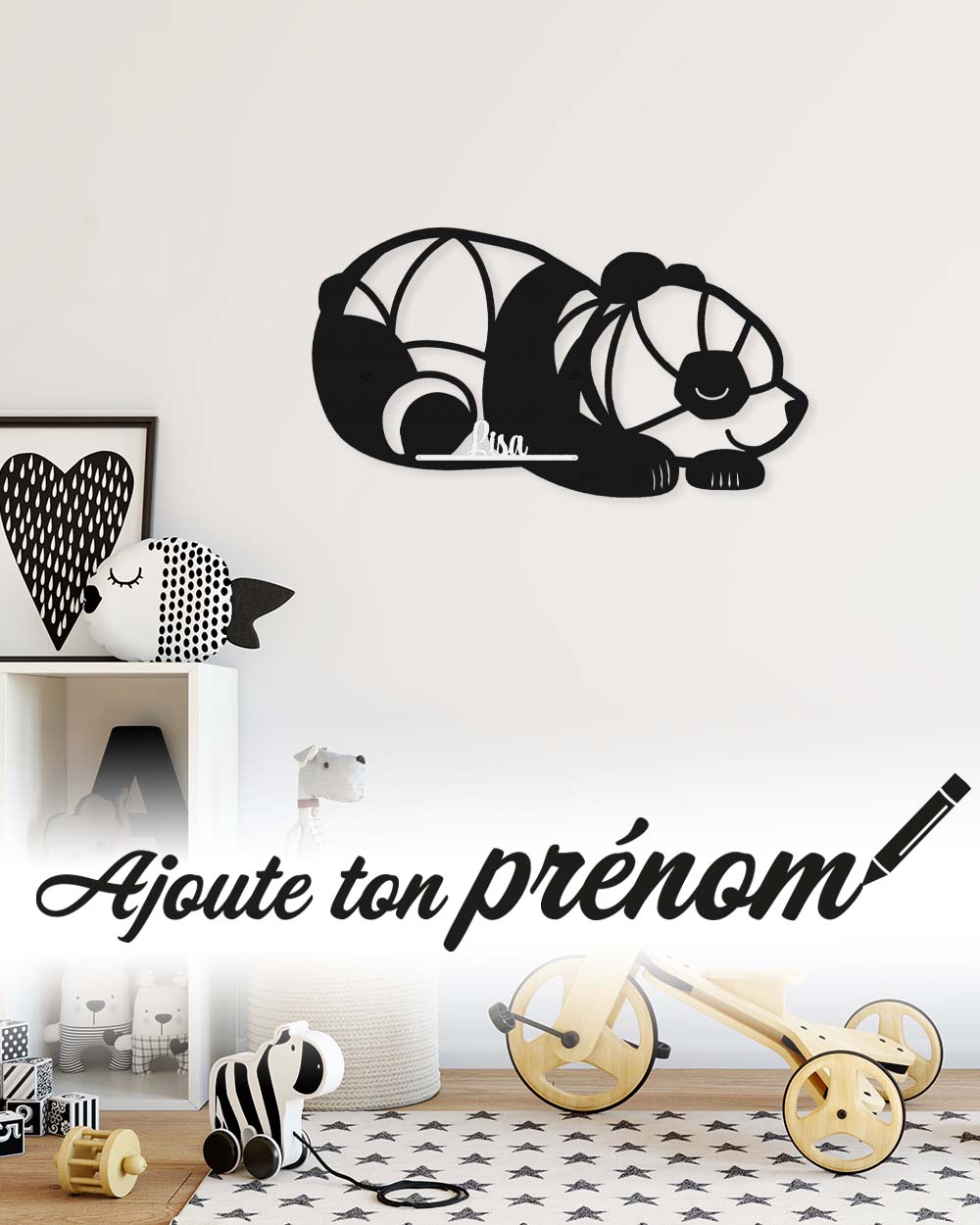 je-suis-art-one-line-panda-d-coration-murale-m-tal-animal image 1