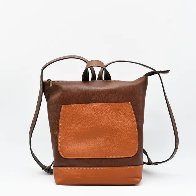luisa-paix-o-sac-dos-cuir-marron-25x33cm-doubl-coton image 1