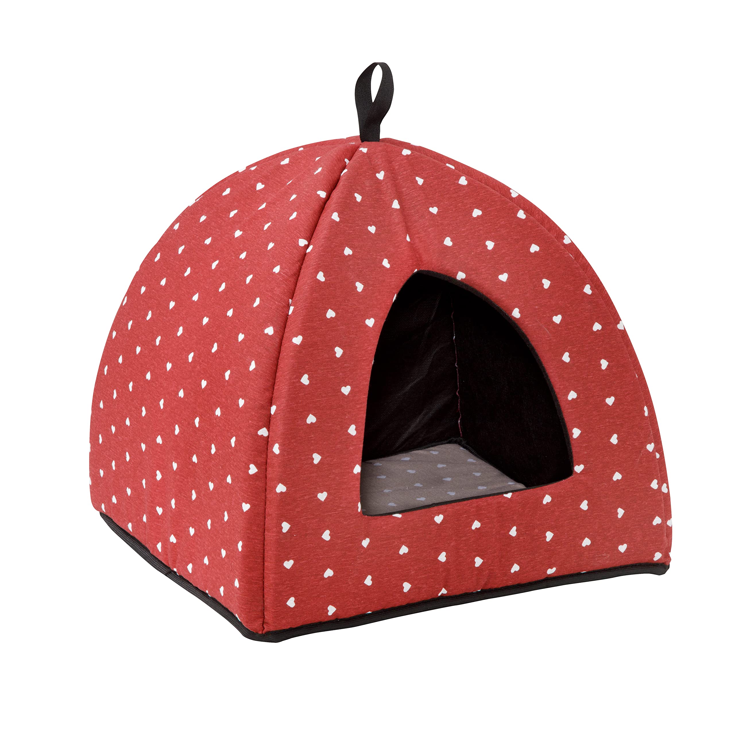 baroni-home-pet-panier-chat-pyramide-gris-bordeaux-40x40x36-cm image 7
