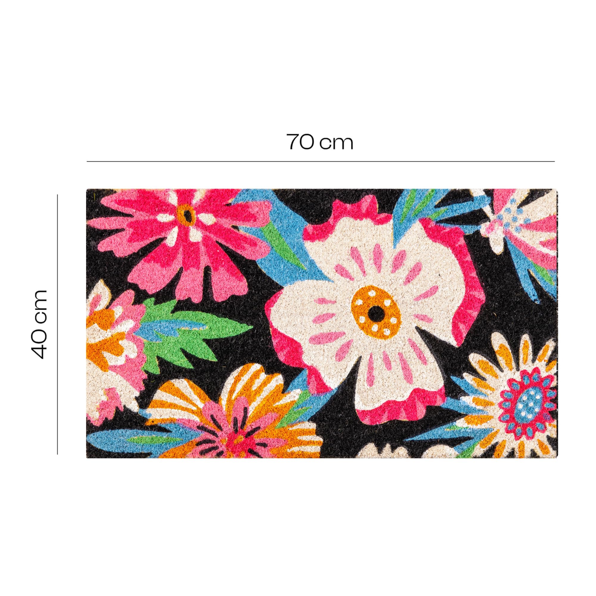 baroni-home-tessile-casa-paillasson-coco-fleurs-rose-noir-70x40 image 2