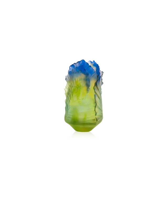 daum-univers-v-g-tal-fleur-de-paon-exotique-vase-petit-mod-le-cristal image 1