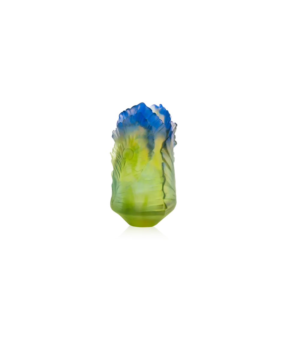 daum-univers-v-g-tal-fleur-de-paon-exotique-vase-petit-mod-le-cristal image 1