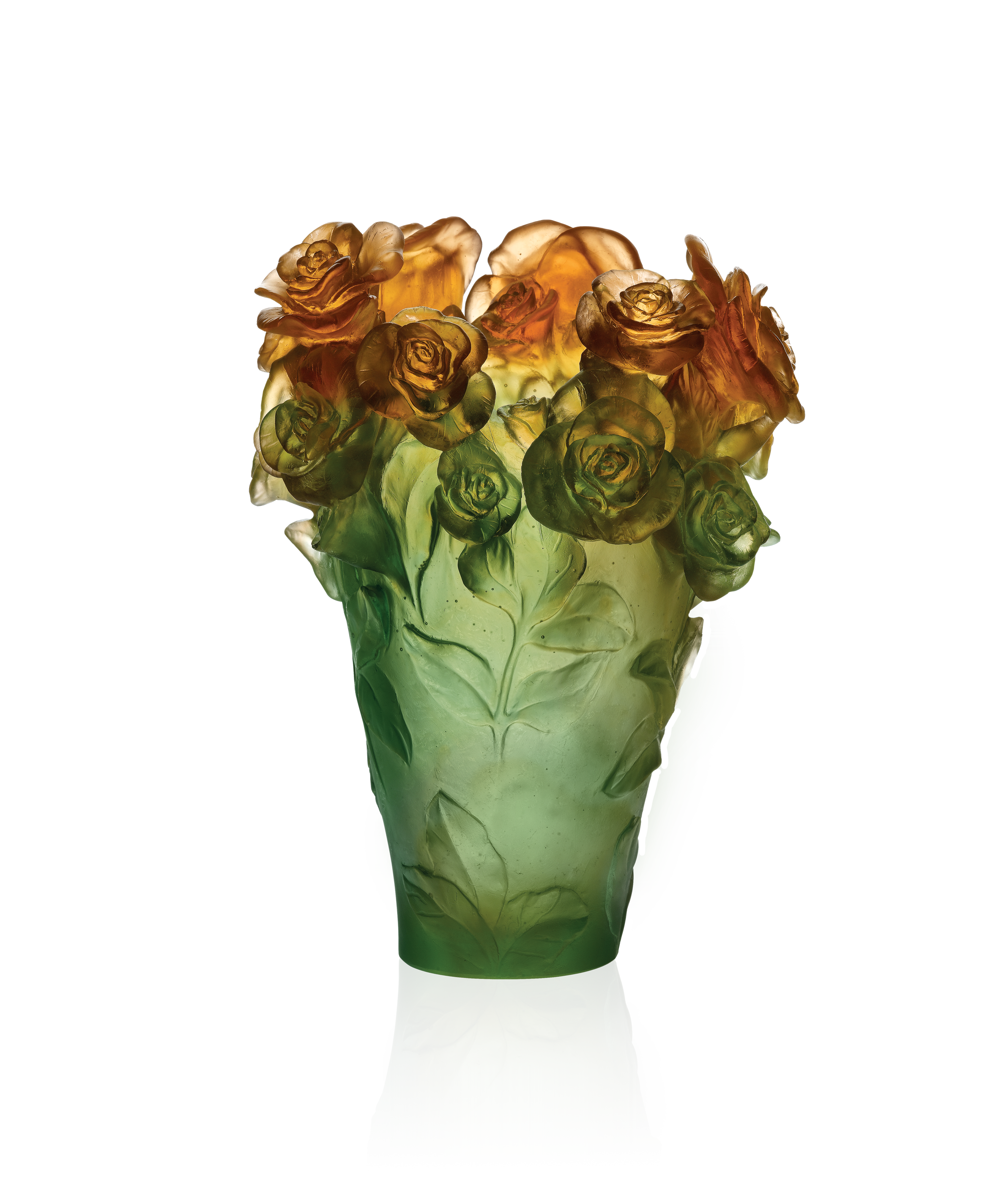 daum-rose-passion-vase-cristal-vert-et-orange image 1