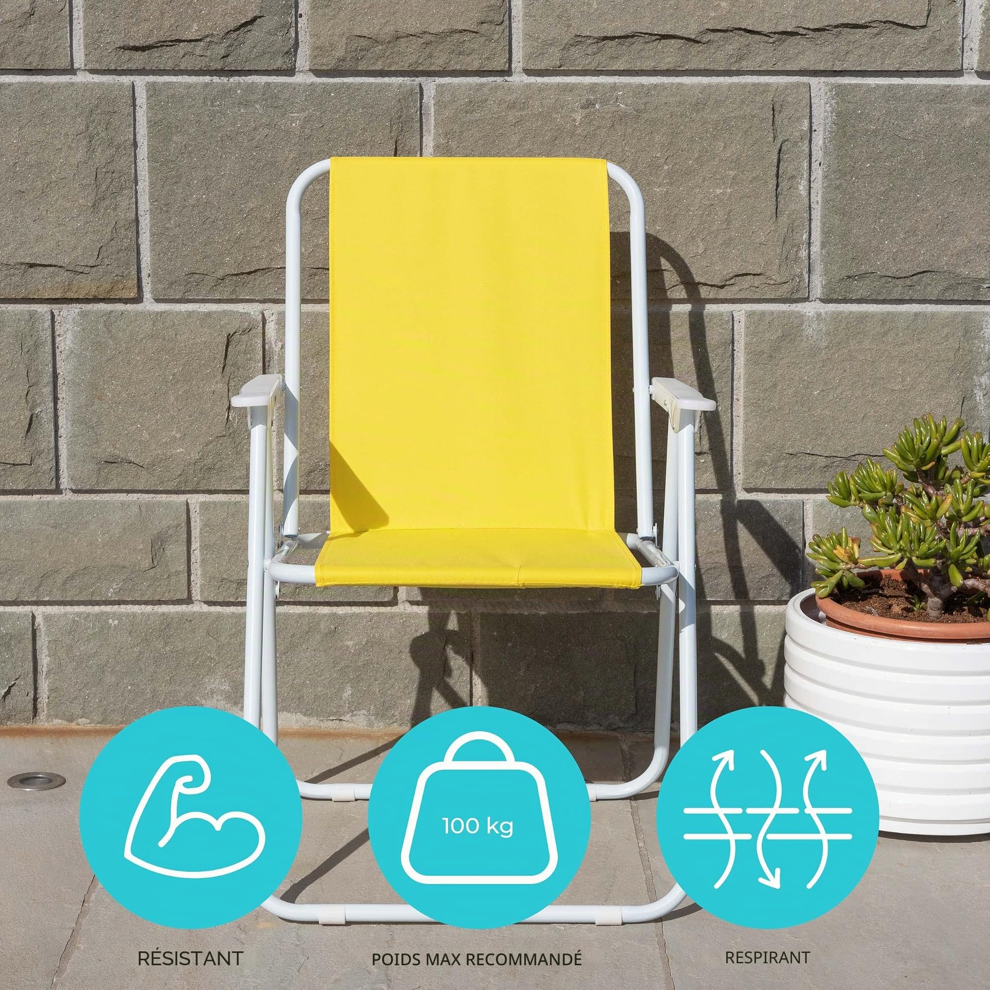 baroni-home-outdoor-chaise-pliante-jaune-1-pi-ce-toile image 4
