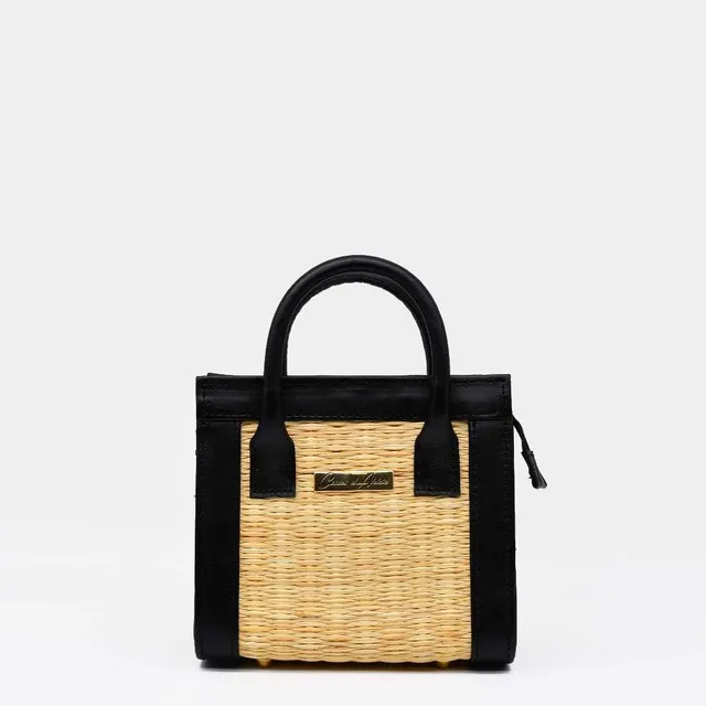 luisa-paix-o-sac-cuir-et-jonc-20-cm-naturel-rigide-zip image 1