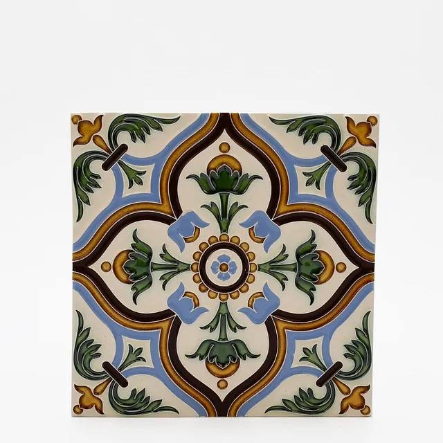 luisa-paix-o-azulejos-hispano-maure-14x14cm-carreau-relief-fait-main-3 image 1