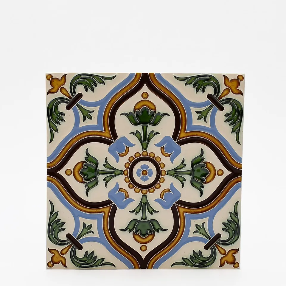 luisa-paix-o-azulejos-hispano-maure-14x14cm-carreau-relief-fait-main-3 image 1
