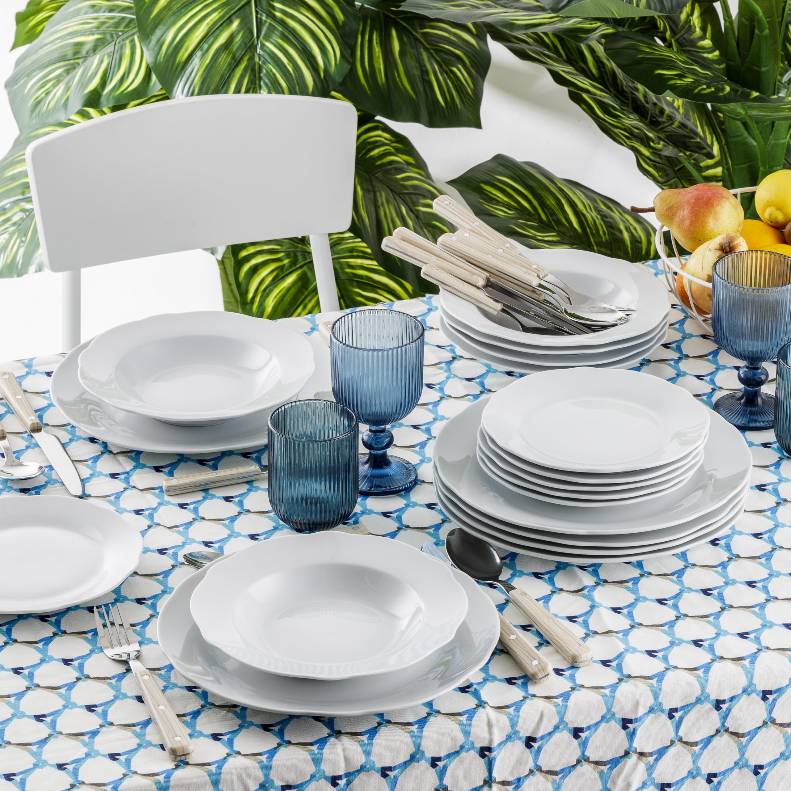 baroni-home-cucina-service-assiettes-porcelaine-lotus-18-pi-ces image 5