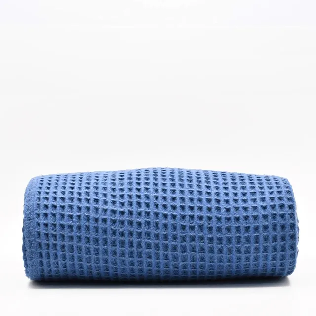 luisa-paix-o-plaid-coton-gaufr-bleu-200x140-cm image 1