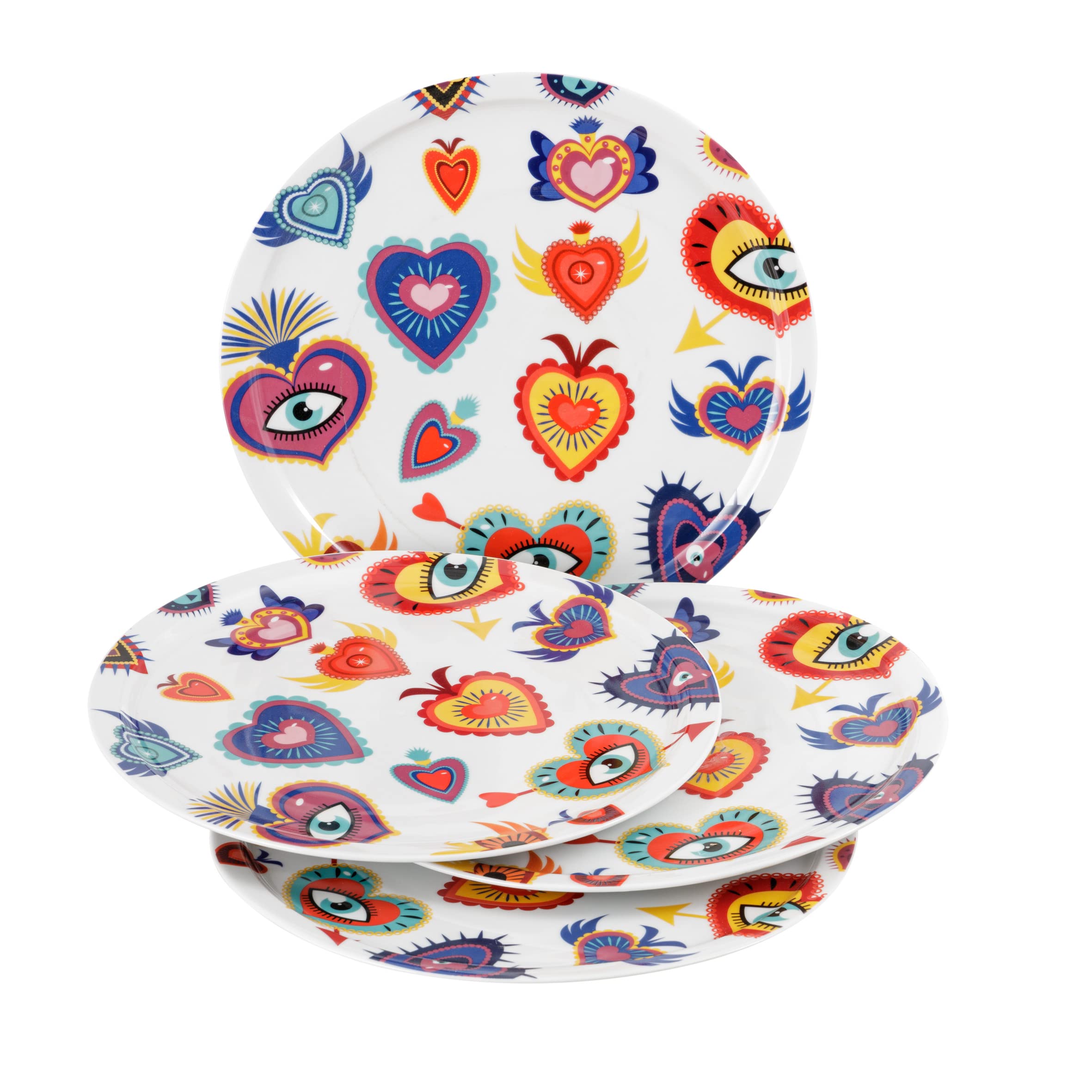 baroni-home-cucina-lot-4-assiettes-pizza-fleurs-porcelaine-31-cm image 5